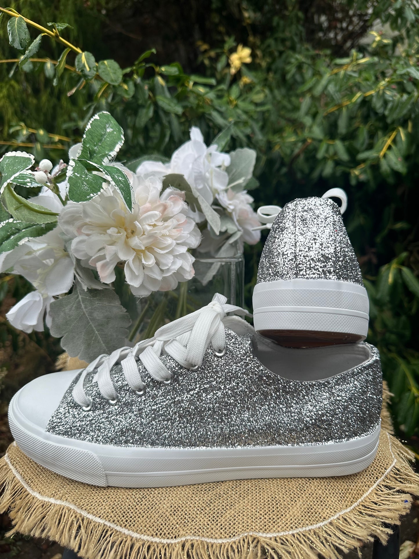 Silver Metallic Glitter Sneakers