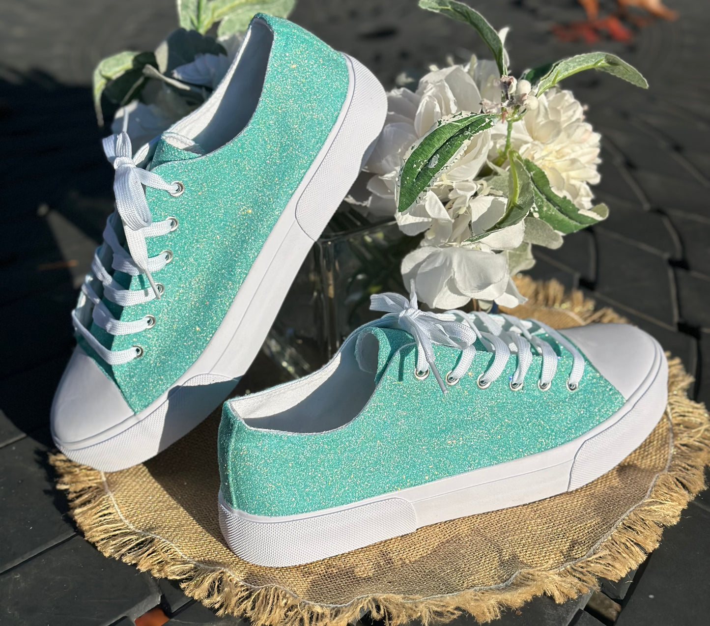 Tiffany Aqua Blue Glitter Sneakers