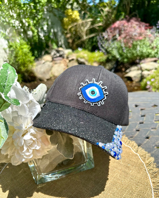 All Seeing Eye Glitter Brim Black Hat