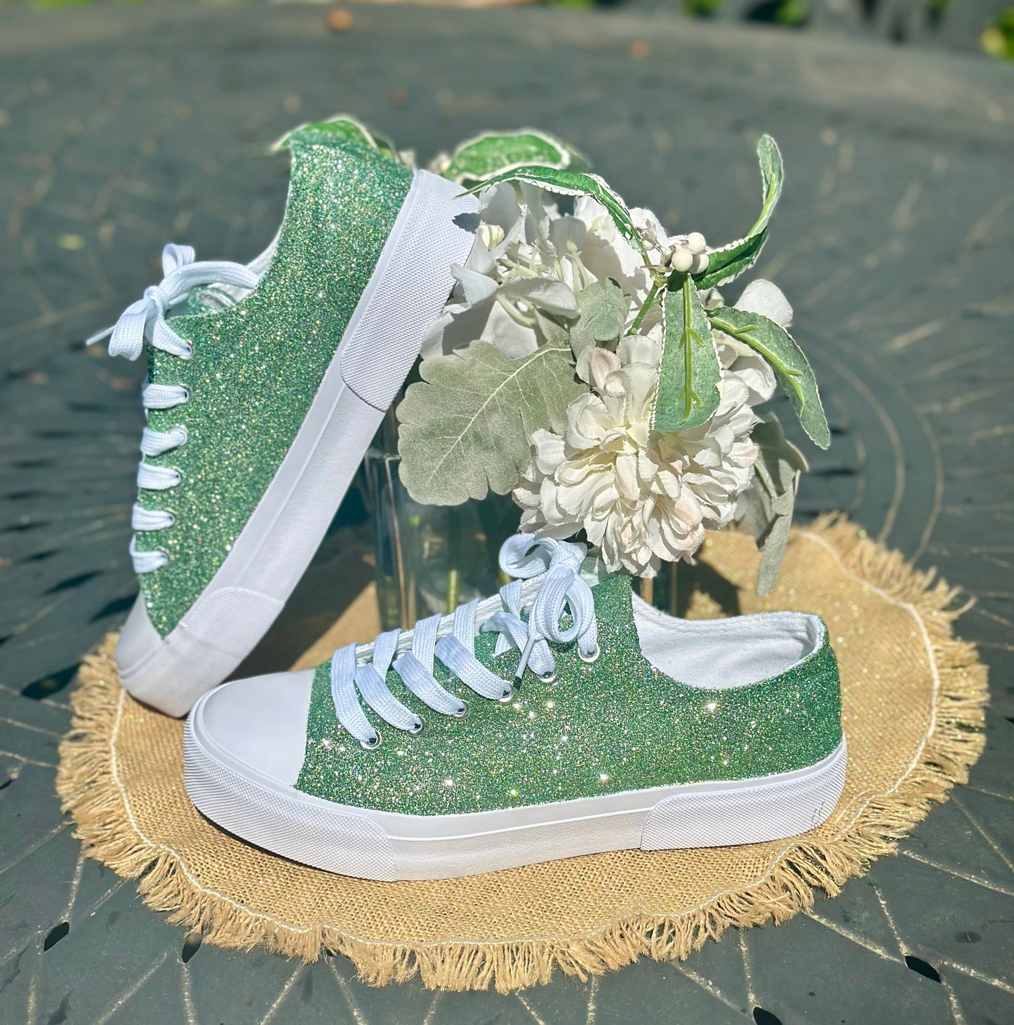 Sage Green Glitter Sneakers
