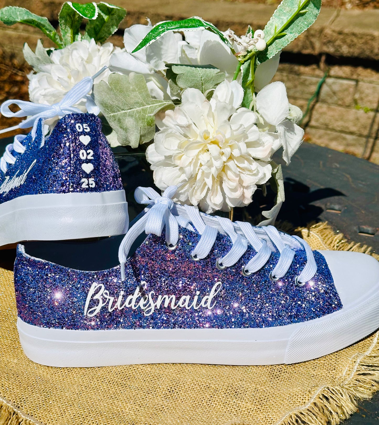 Personalized Lilac Glitter Sneakers