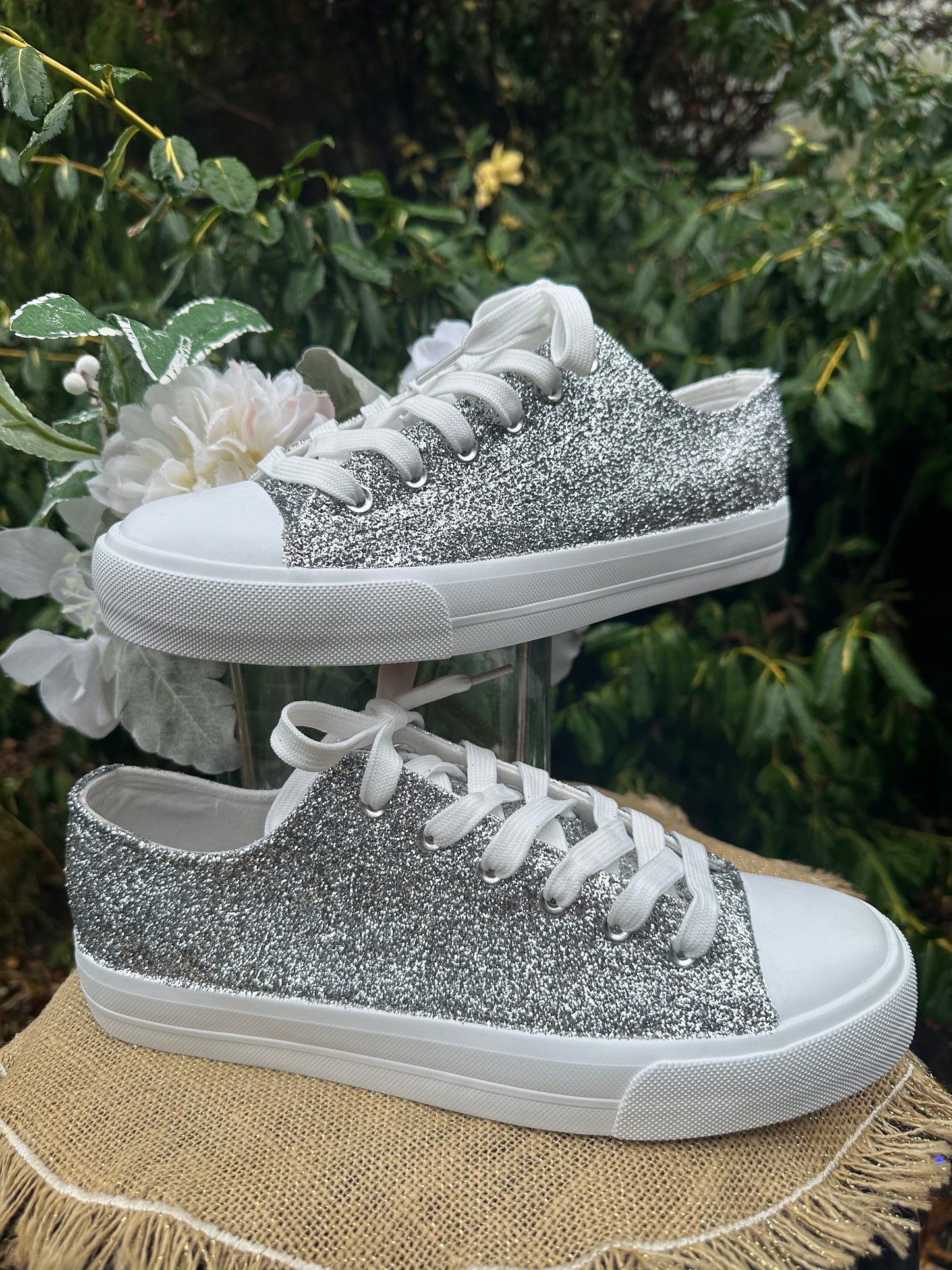 Silver Metallic Glitter Sneakers