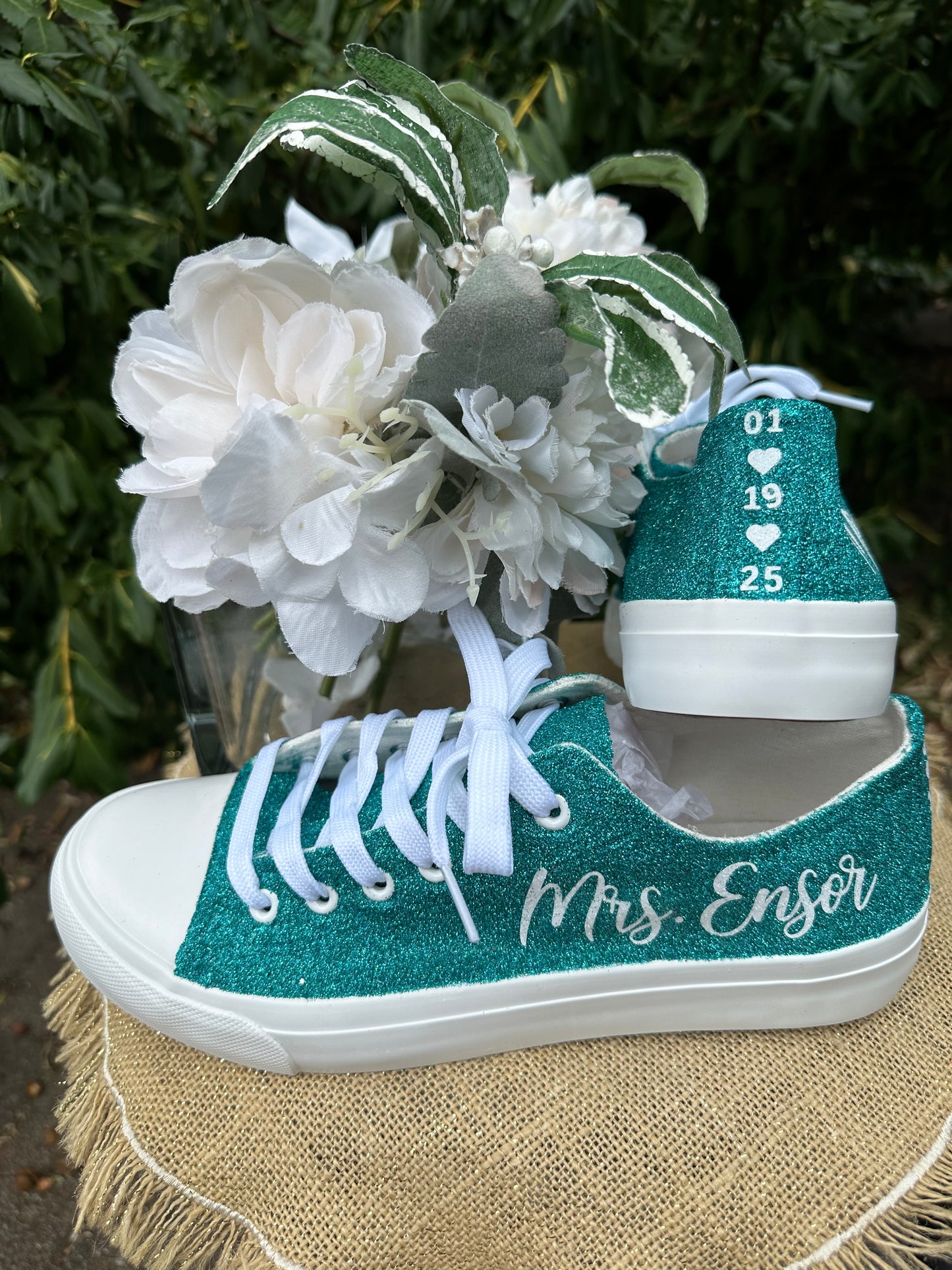 Personalized Teal Aqua Blue Green Glitter Sneakers
