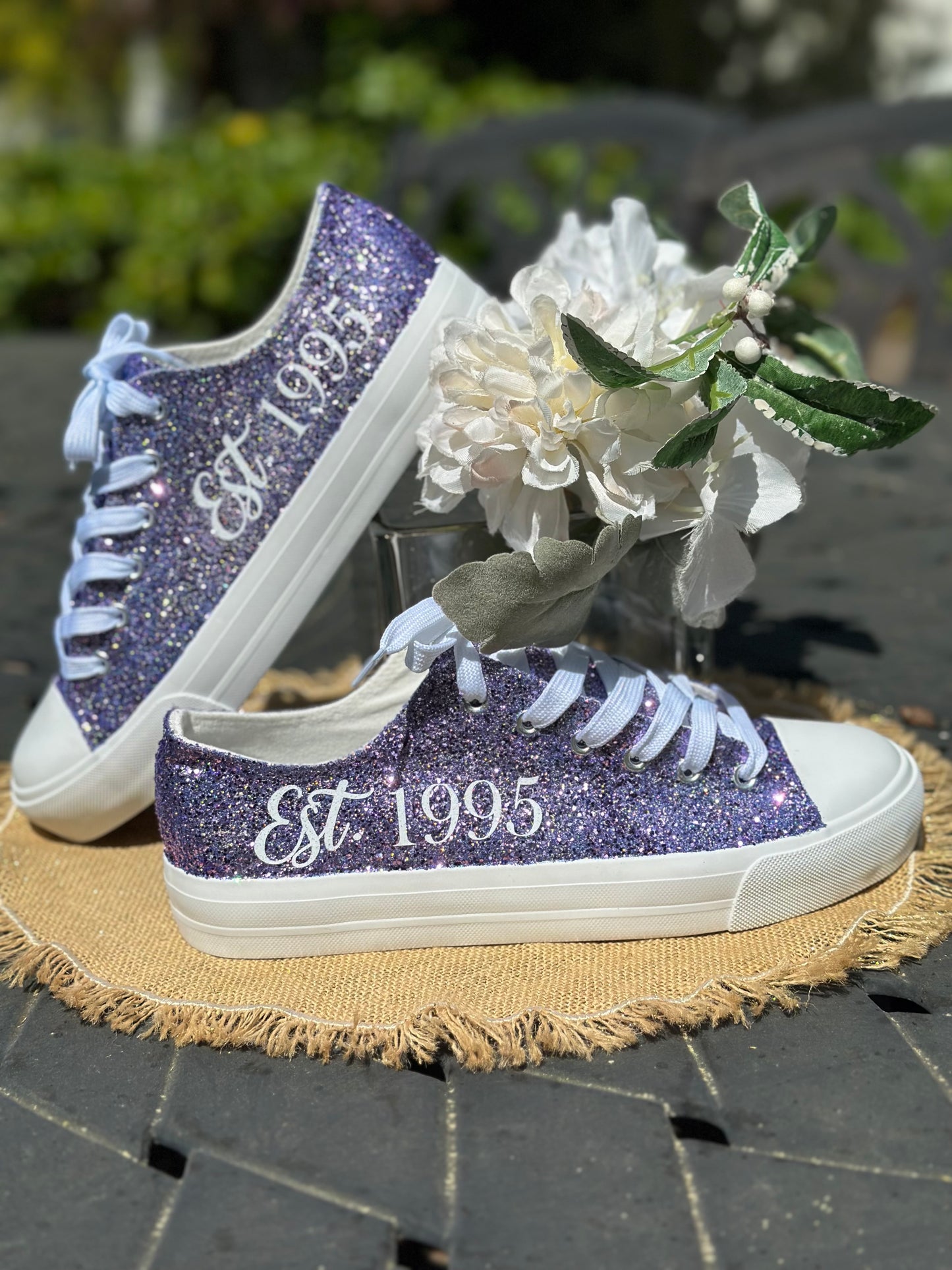 Personalized Lilac Glitter Sneakers