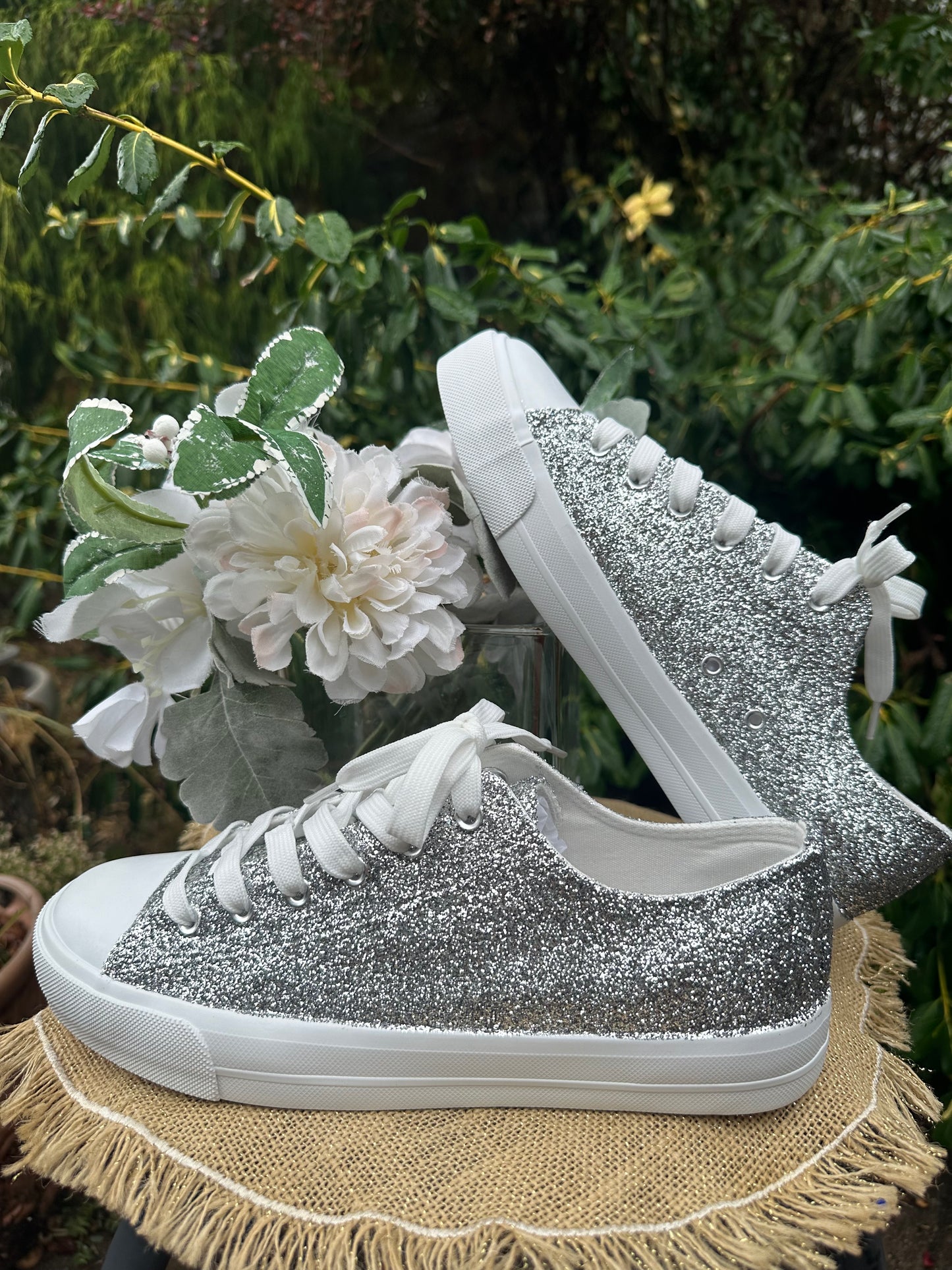 Silver Metallic Glitter Sneakers