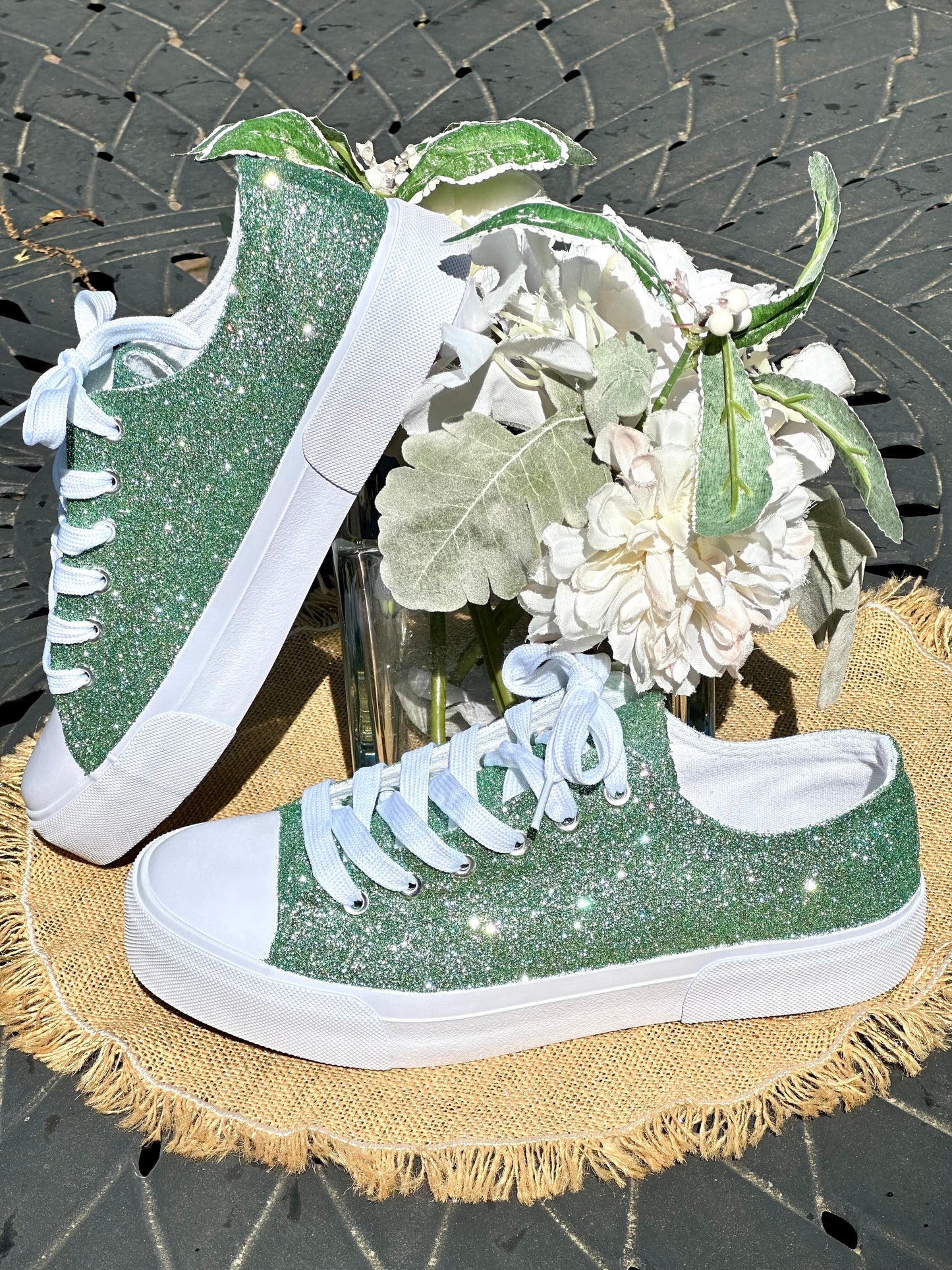Sage Green Glitter Sneakers