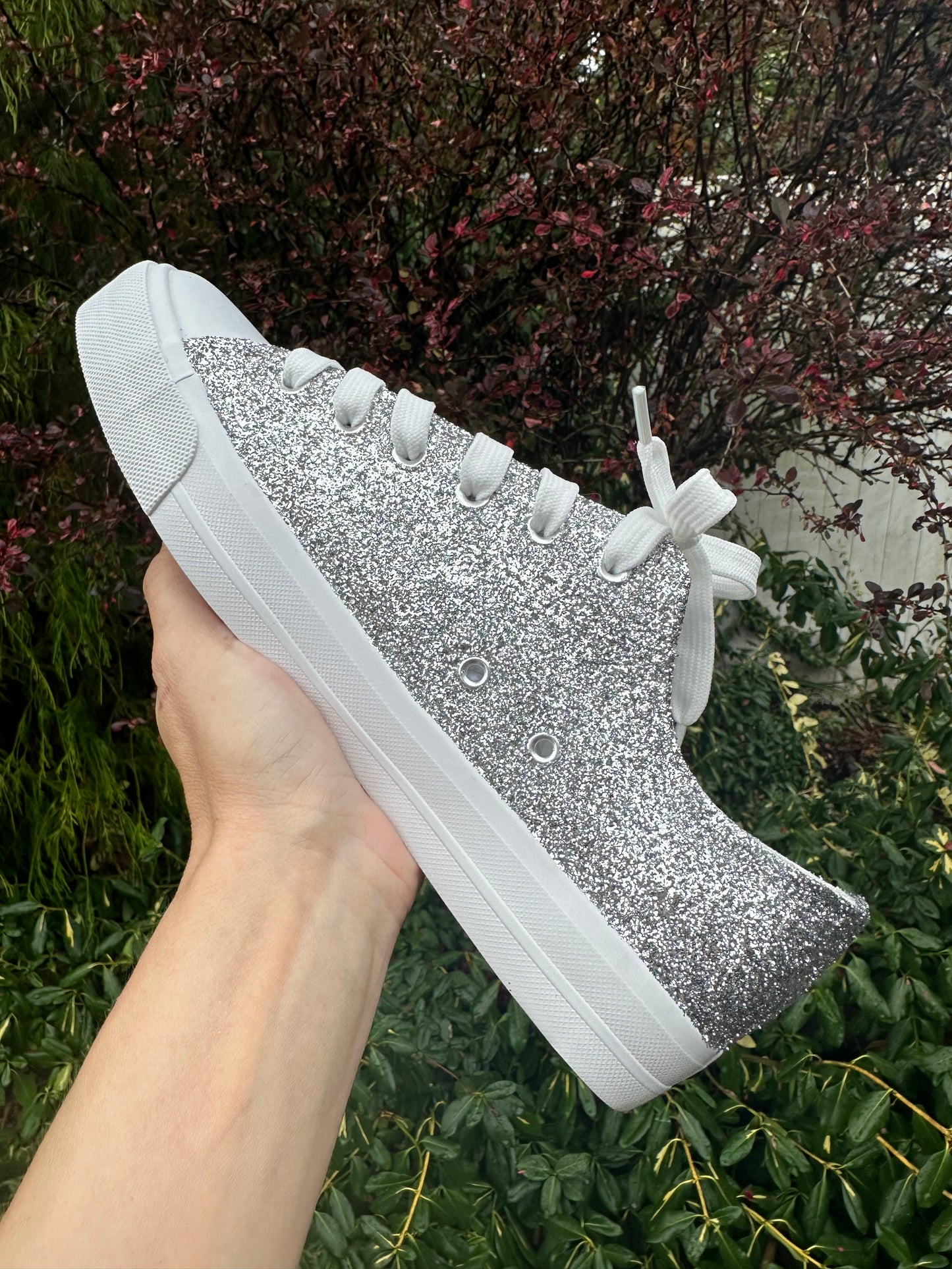 Silver Metallic Glitter Sneakers