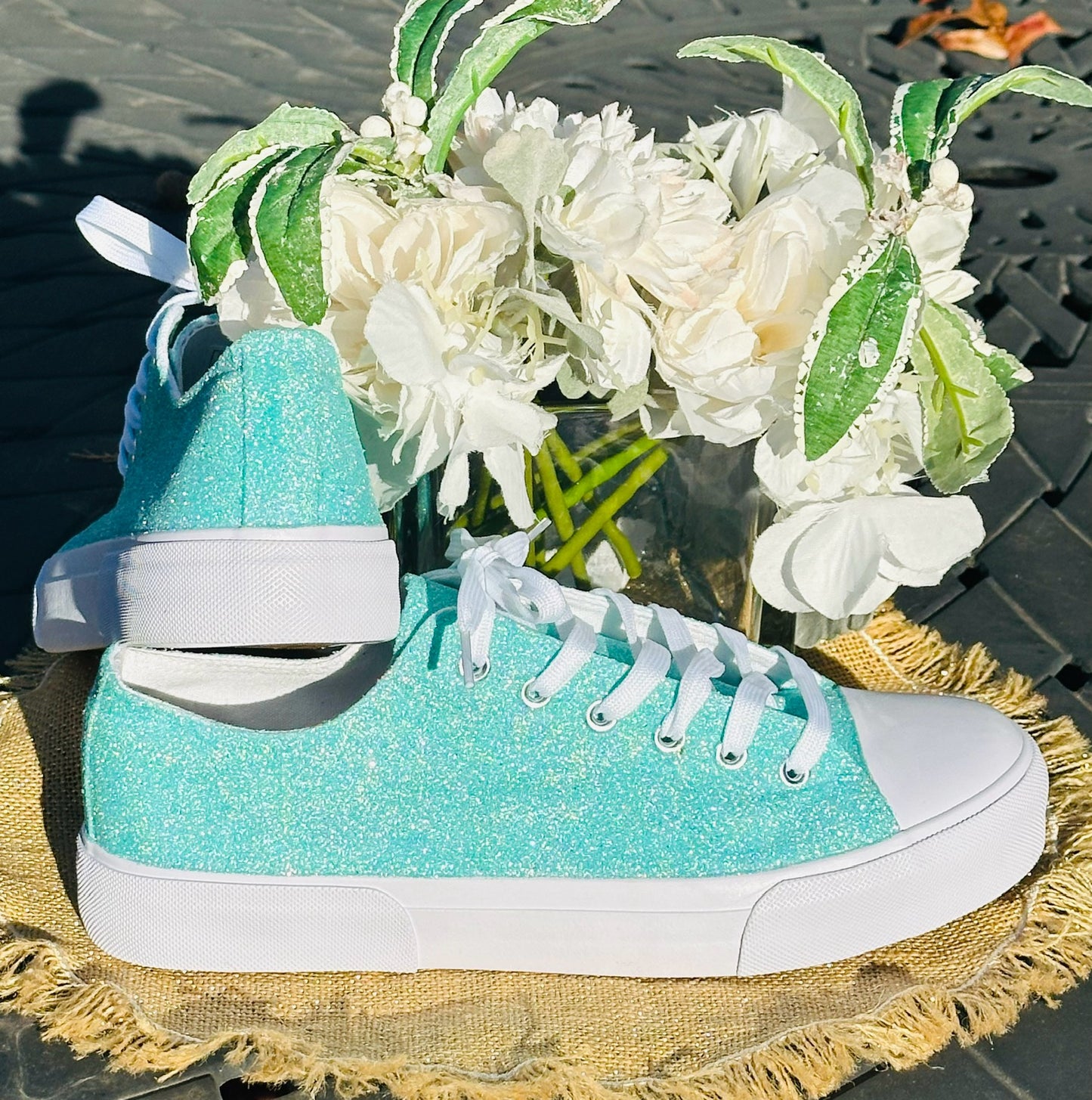 Tiffany Aqua Blue Glitter Sneakers