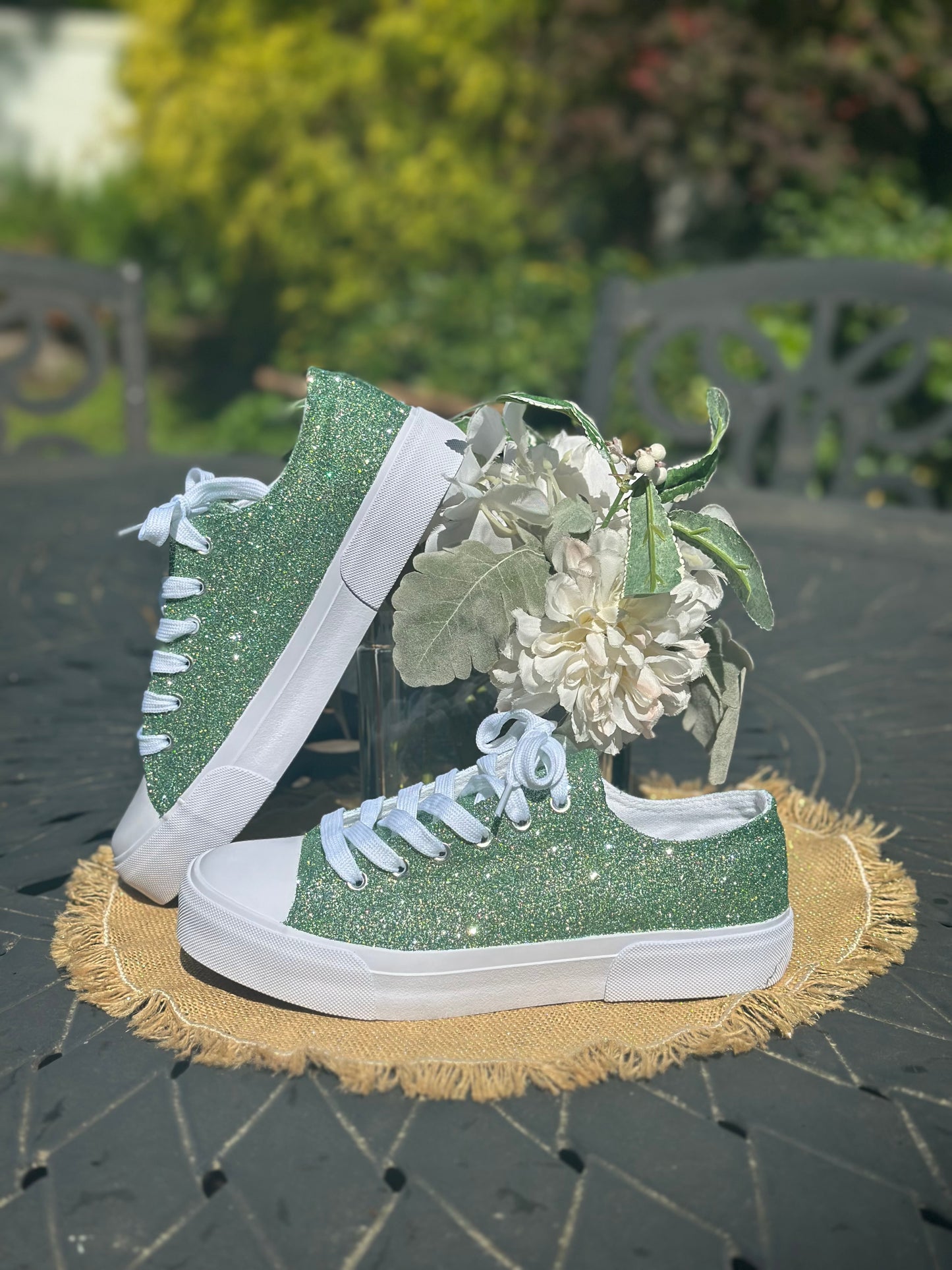 Sage Green Glitter Sneakers