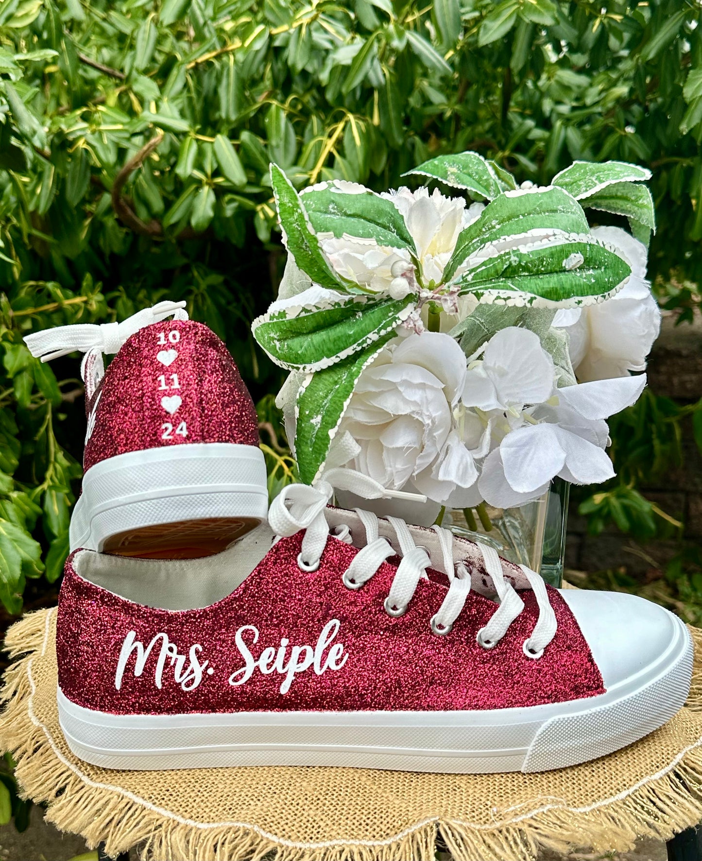 Burgundy Glitter Wedding Sneakers