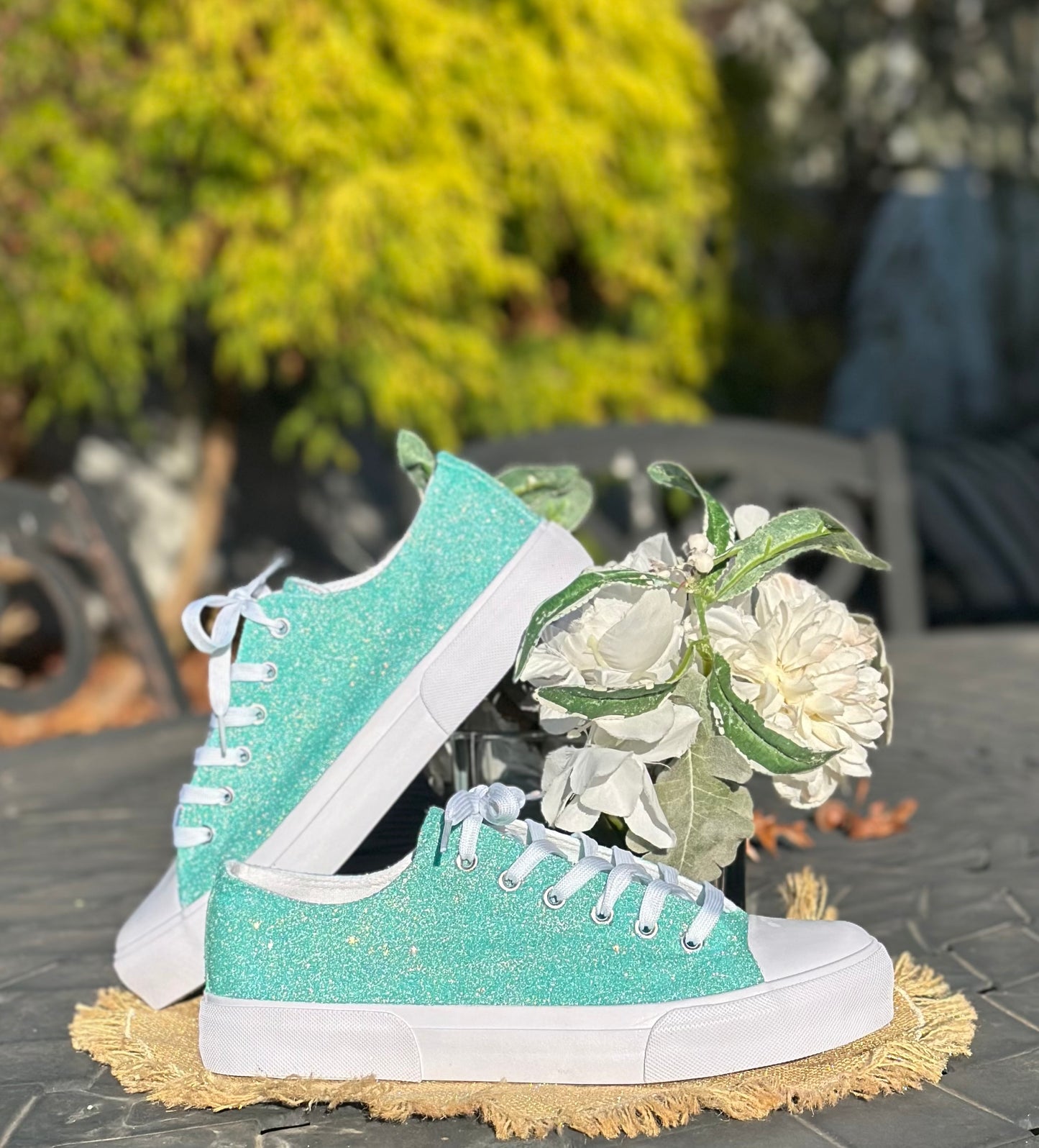 Tiffany Aqua Blue Glitter Sneakers