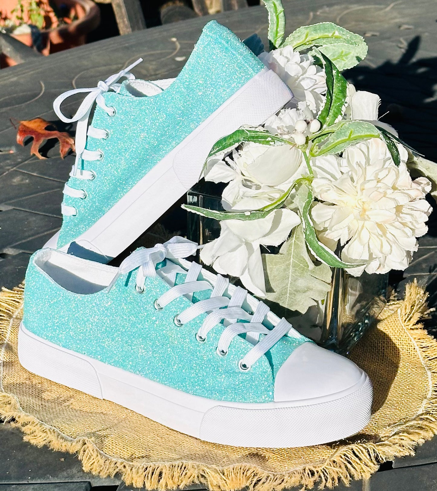 Tiffany Aqua Blue Glitter Sneakers