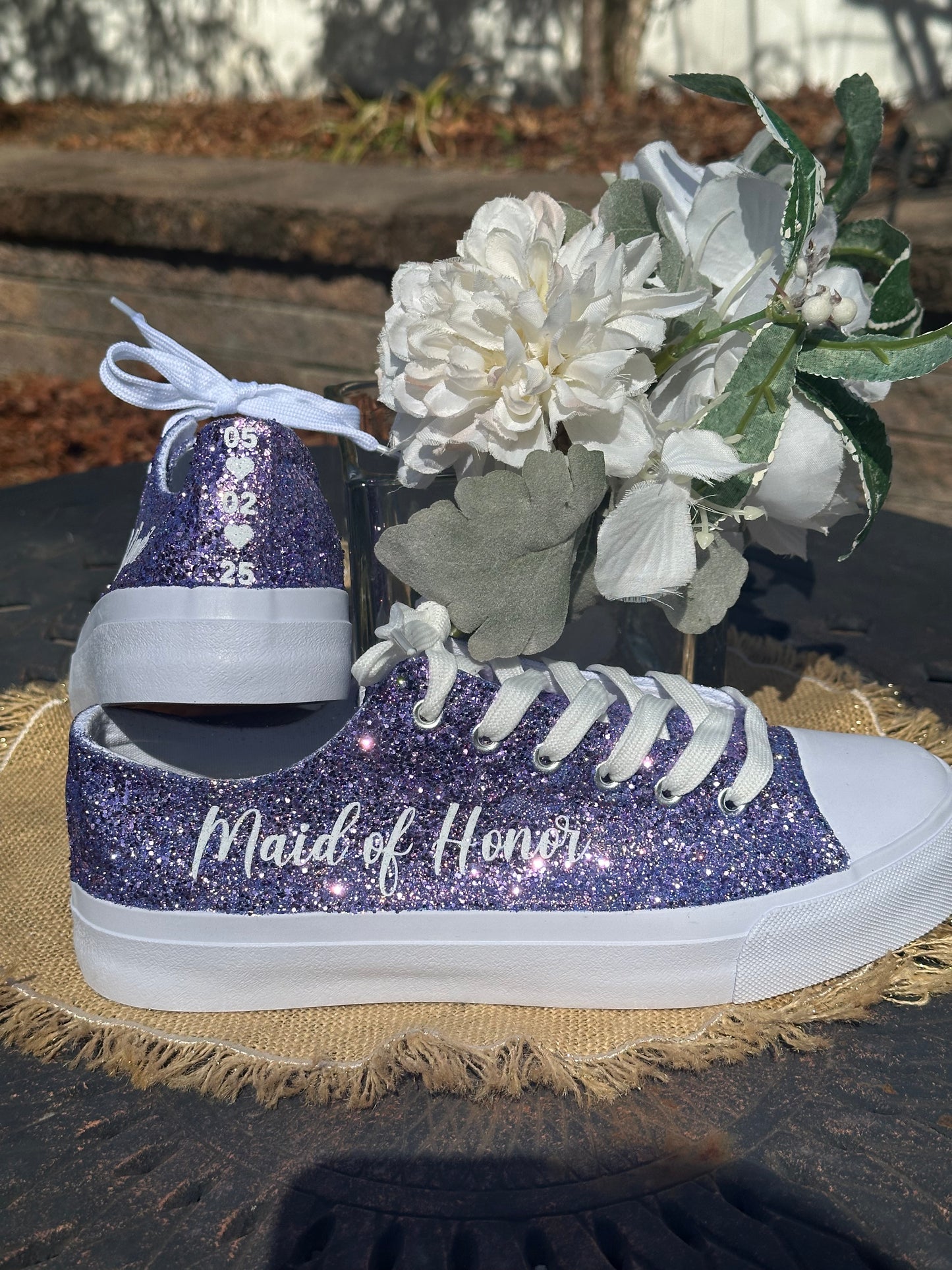 Personalized Lilac Glitter Sneakers