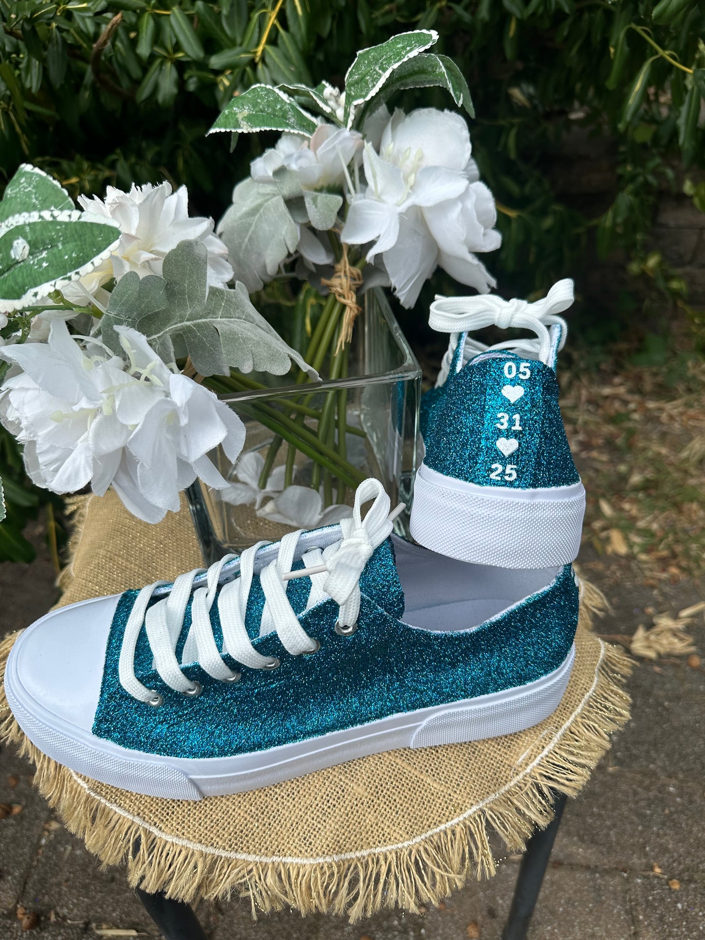 Teal Aqua Blue Green Glitter Sneakers