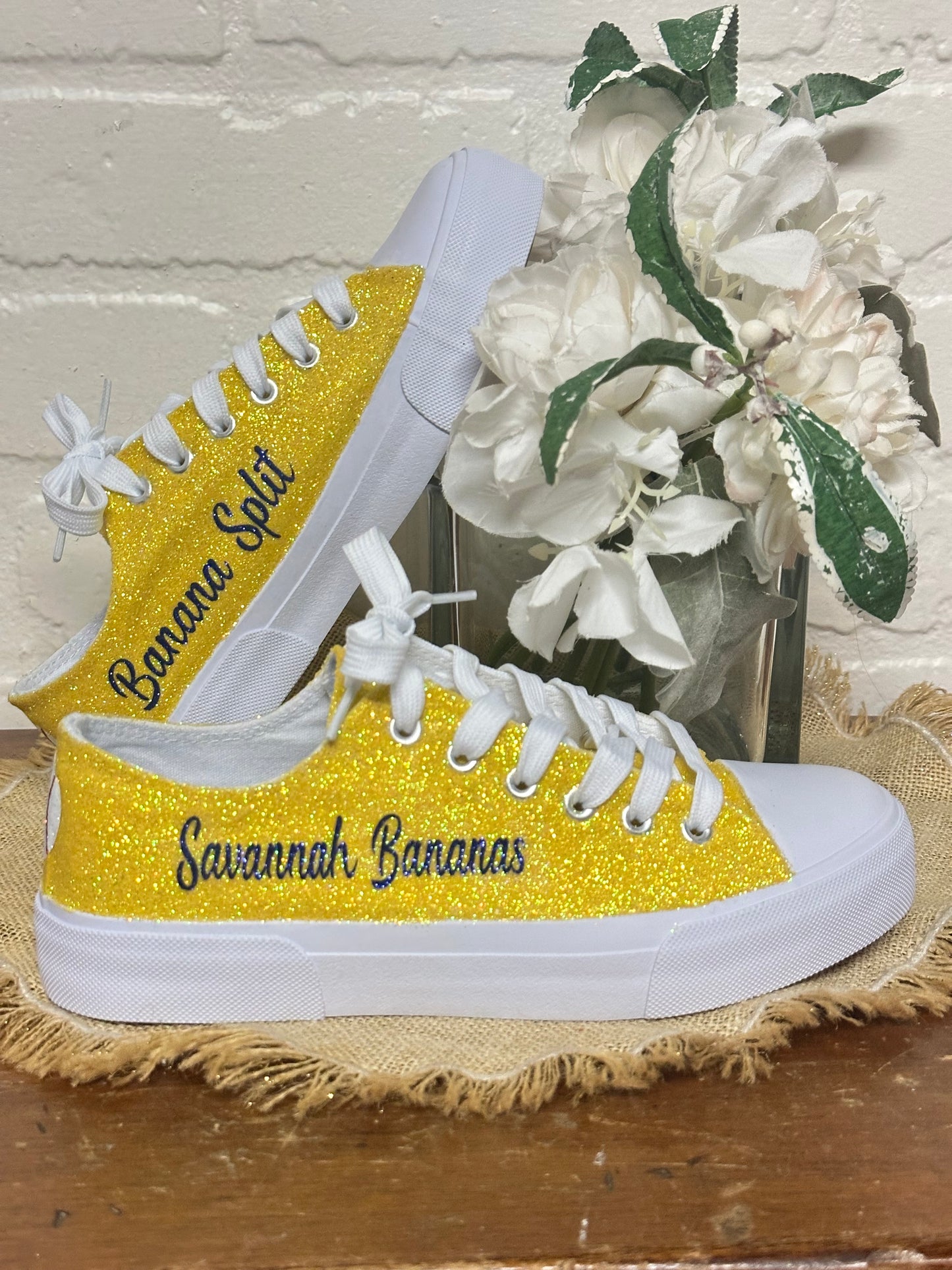 Banana Yellow Glitter Sneakers