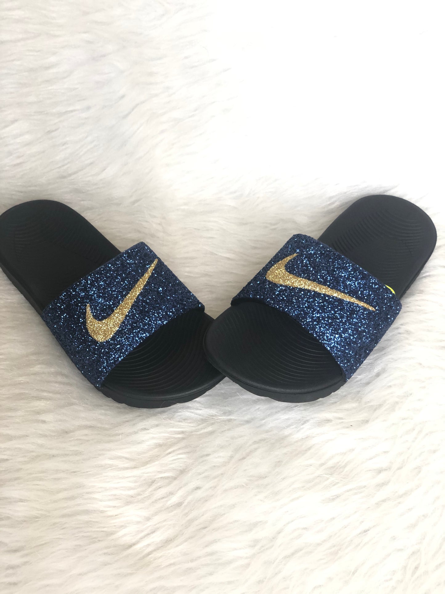 Kids Glittered Custom Nike Slides