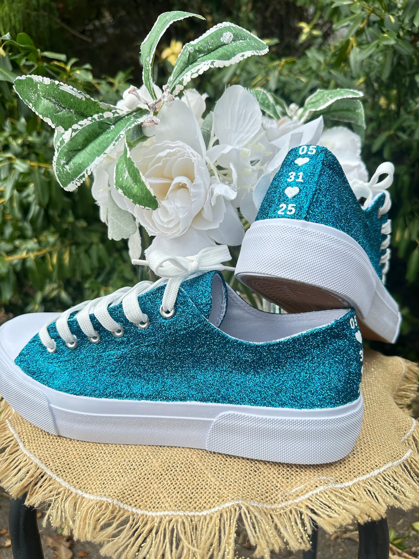 Teal Aqua Blue Green Glitter Sneakers