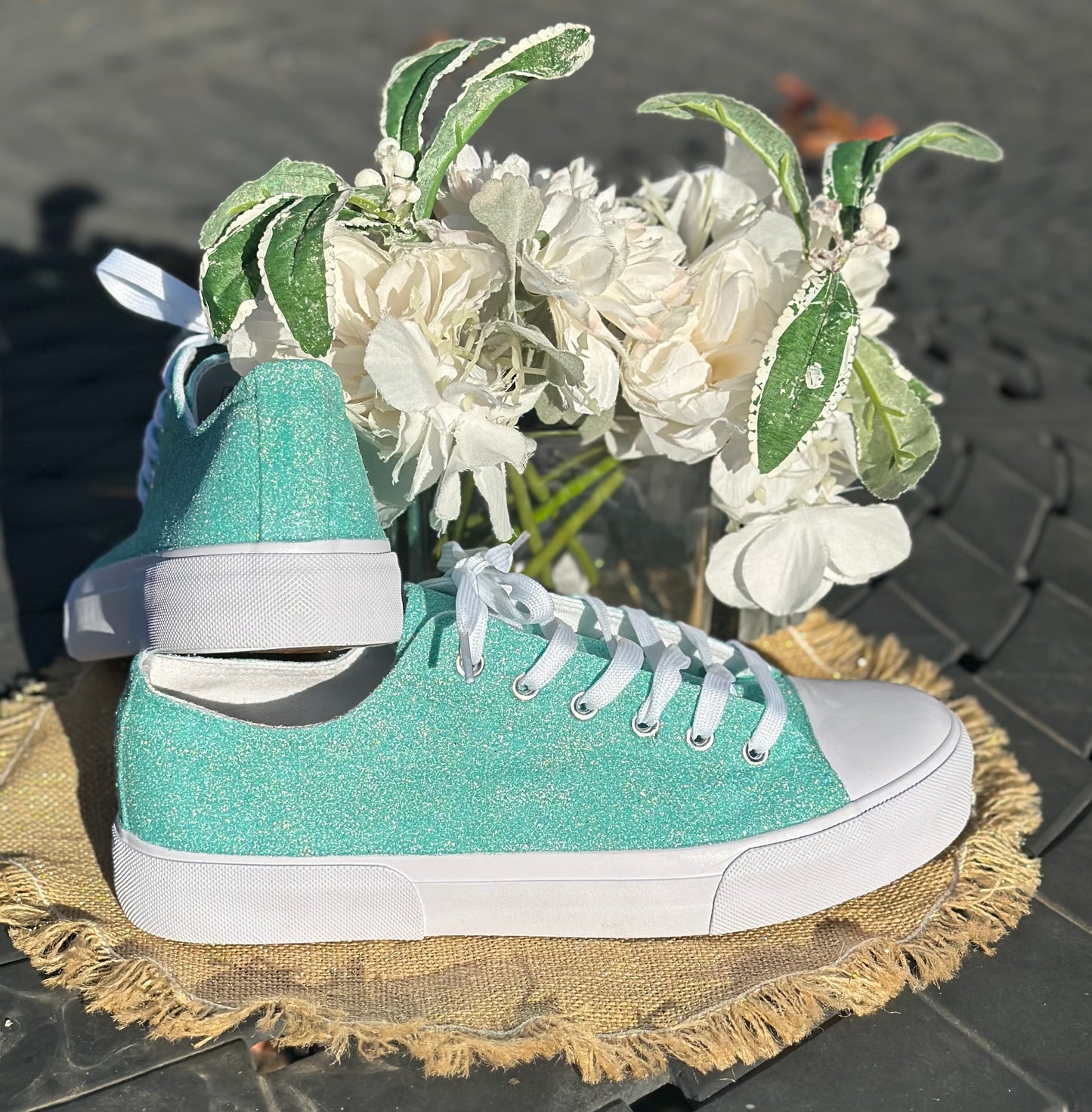 Tiffany Aqua Blue Glitter Sneakers