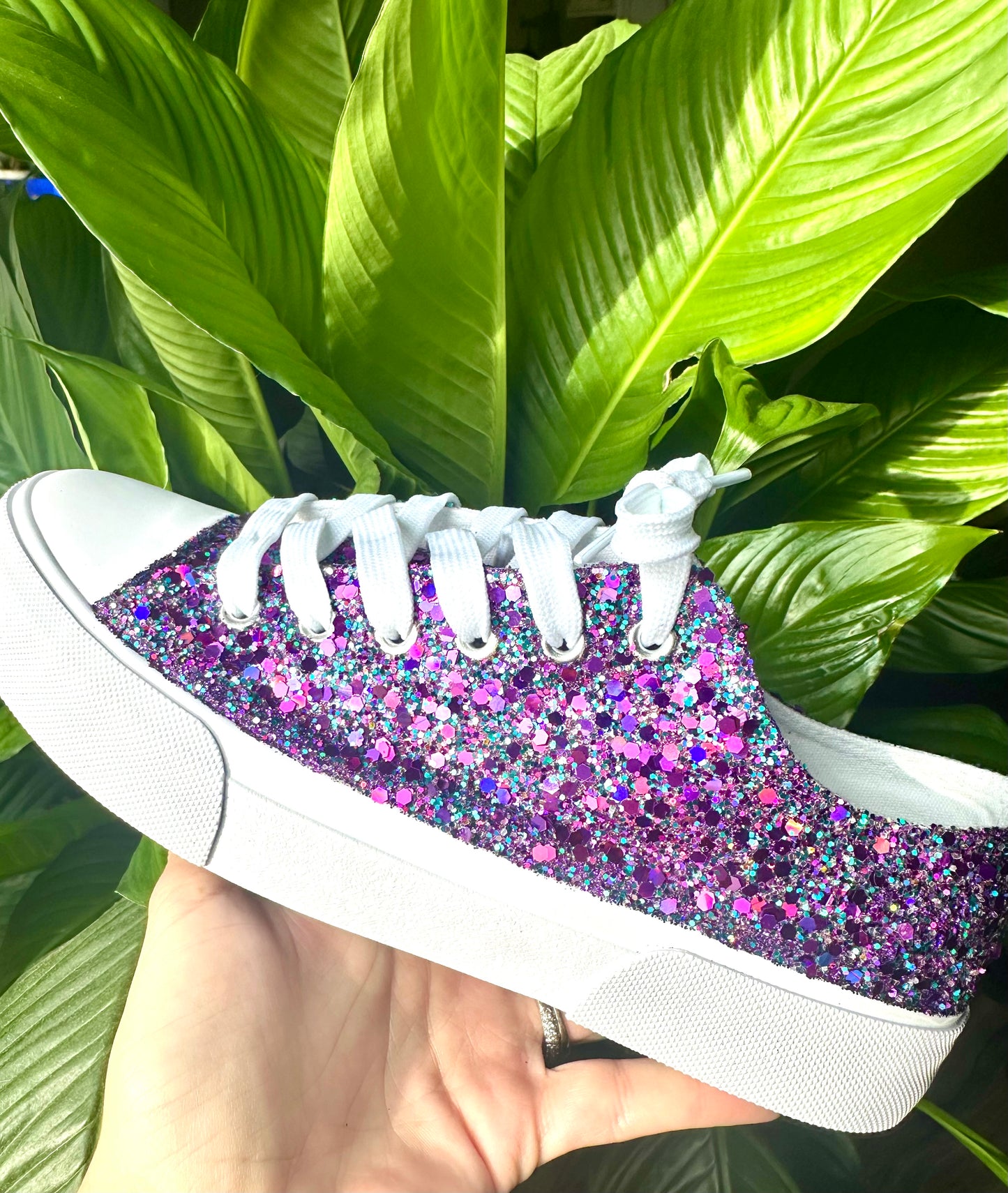 Purple Bling Teal Galaxy Mix Glitter Sneaker
