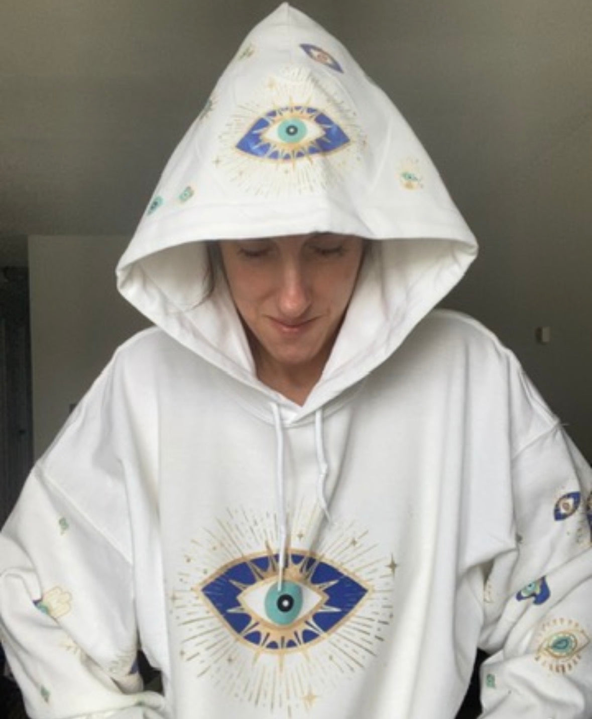 White Pull Over All Seeing Eye Sweatshirt