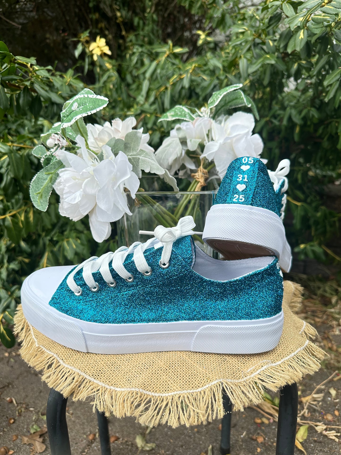 Teal Aqua Blue Green Glitter Sneakers