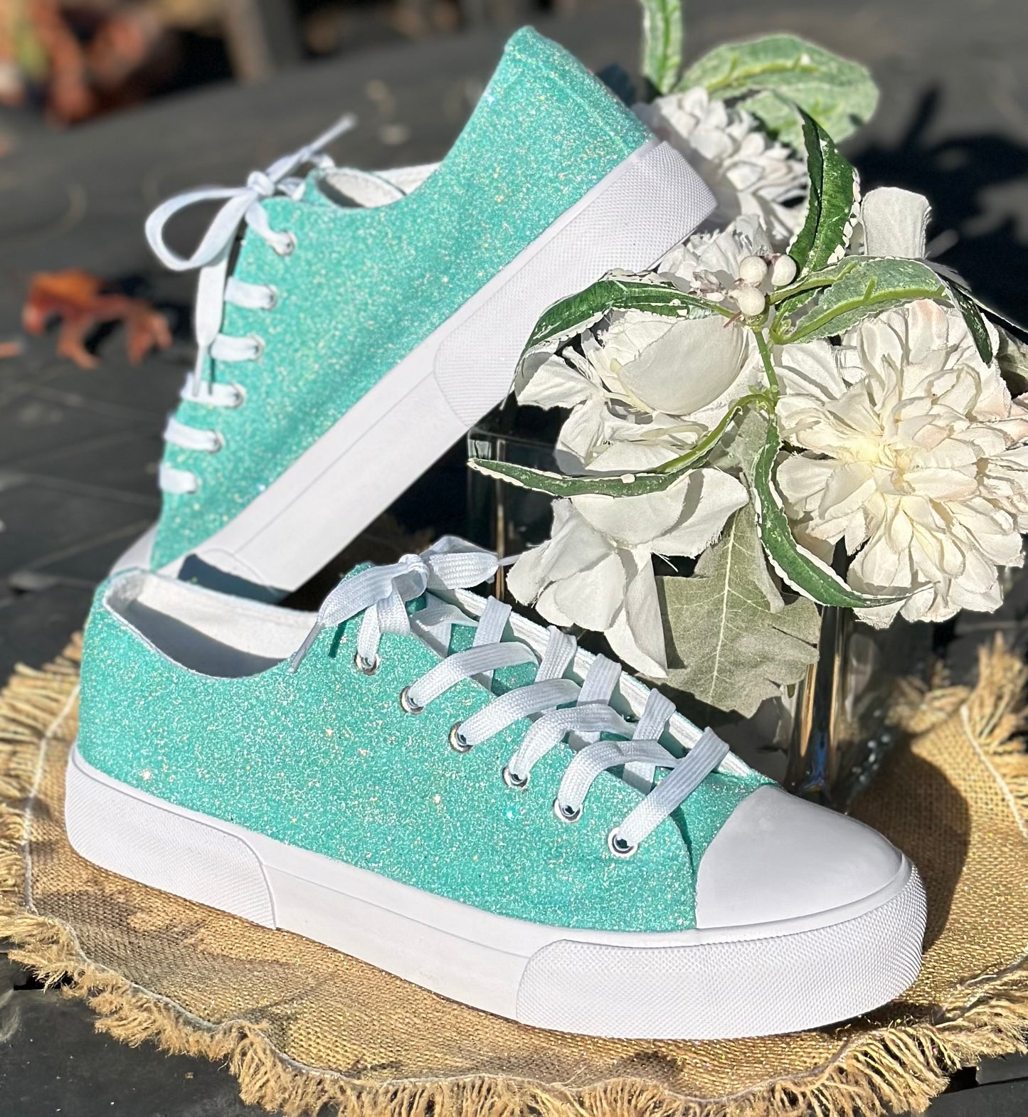 Tiffany Aqua Blue Glitter Sneakers
