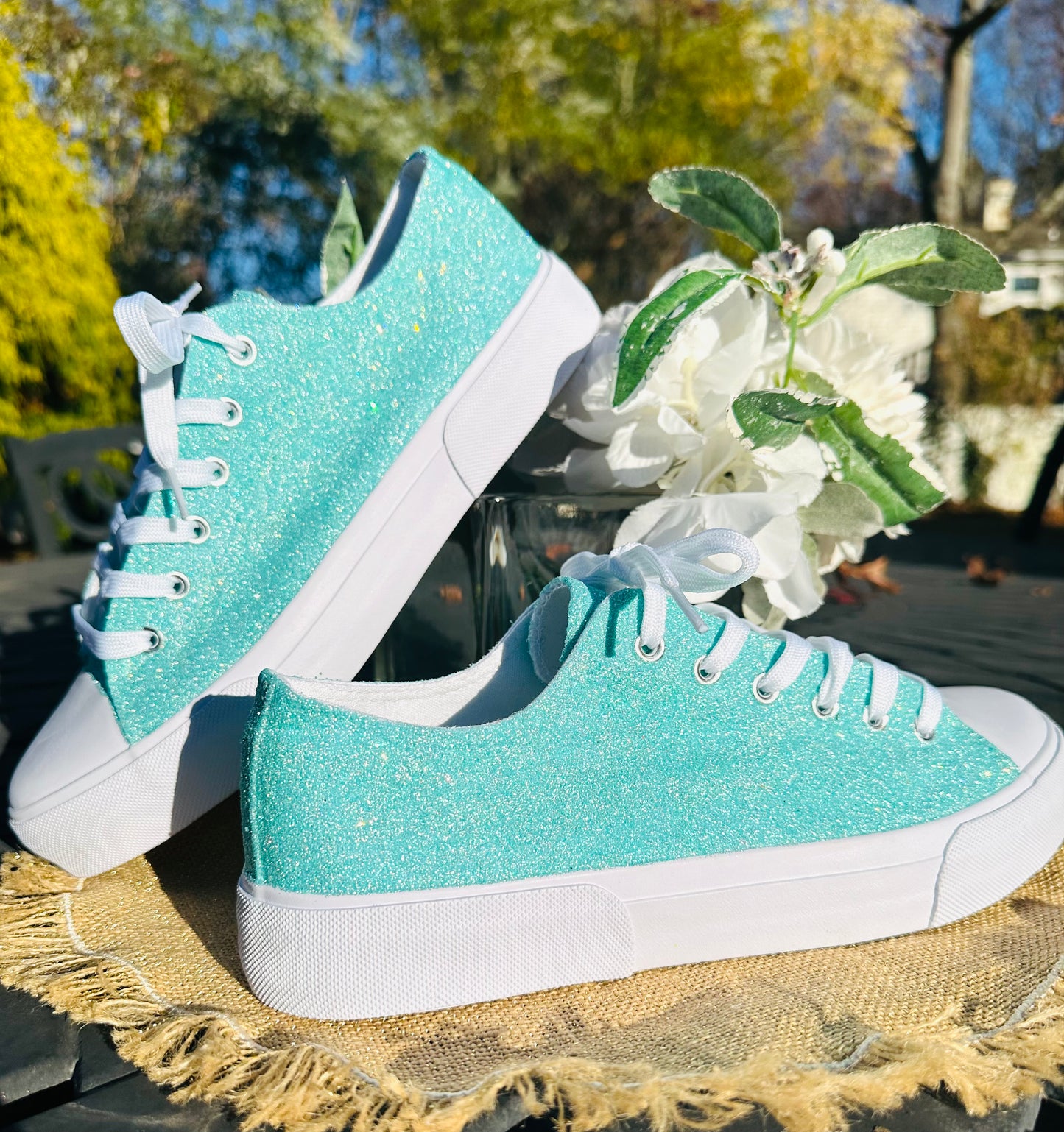 Tiffany Aqua Blue Glitter Sneakers