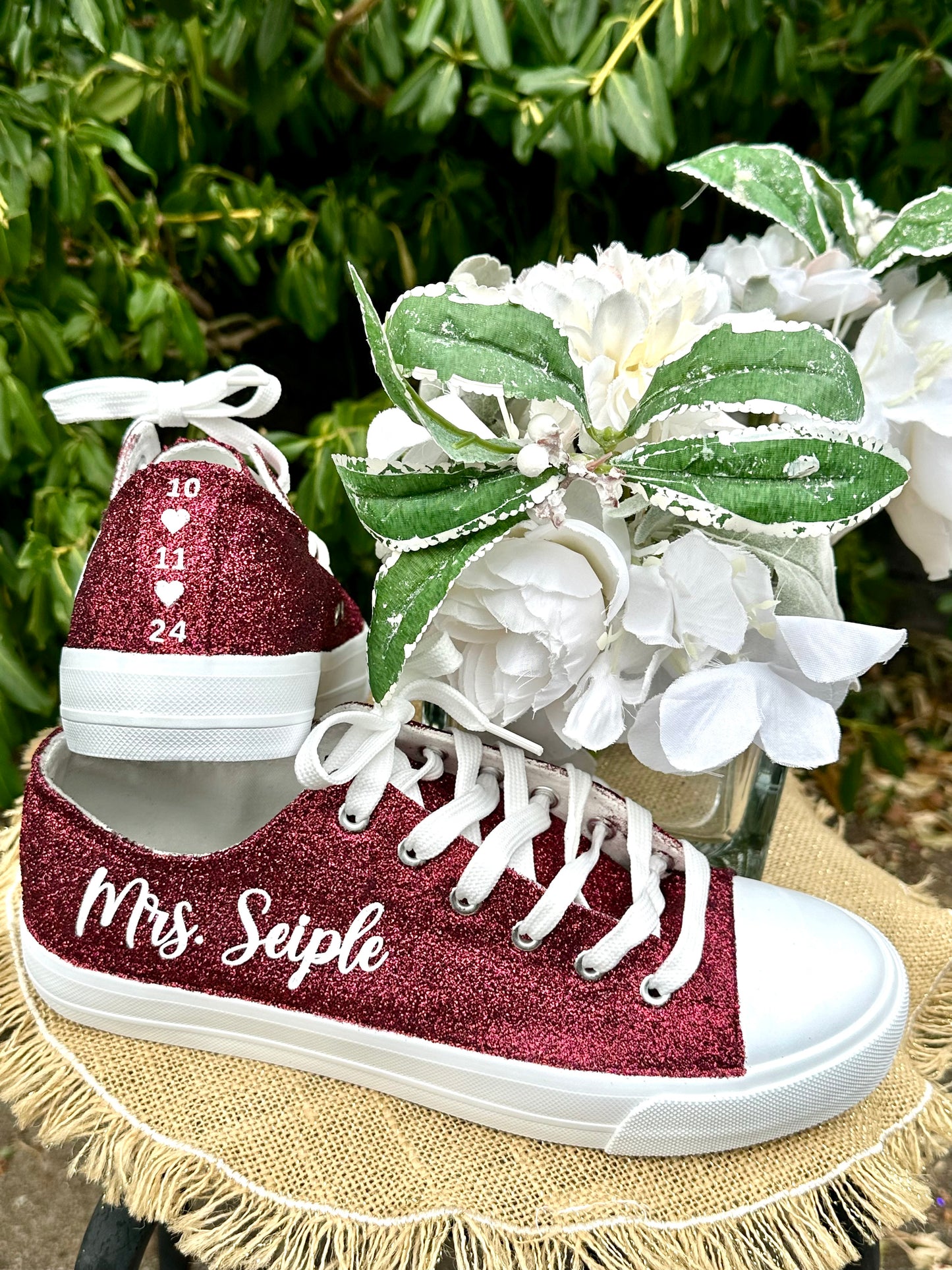 Burgundy Glitter Wedding Sneakers