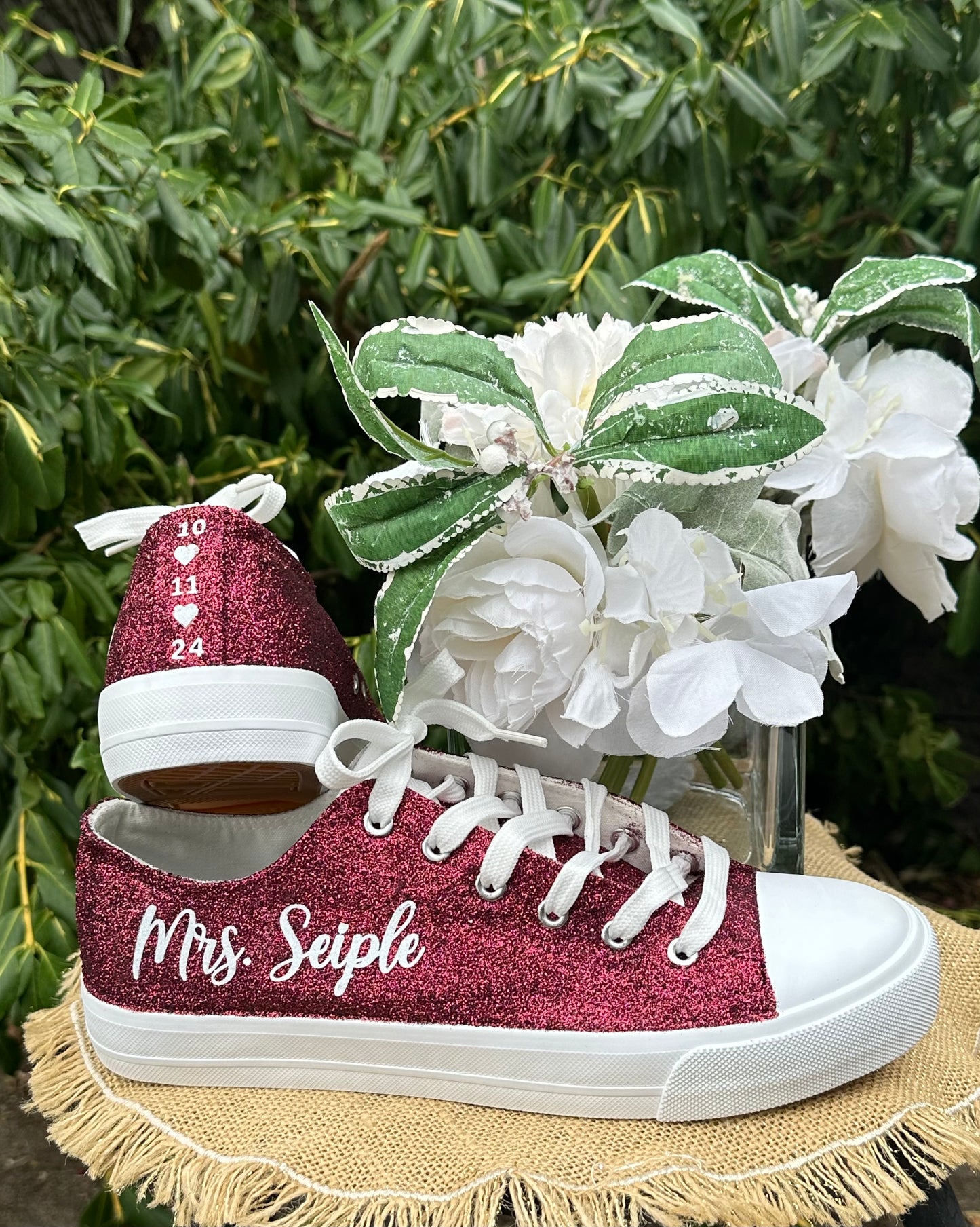 Burgundy Glitter Wedding Sneakers