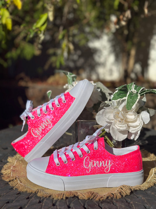 Hot Pink Glitter Sneakers
