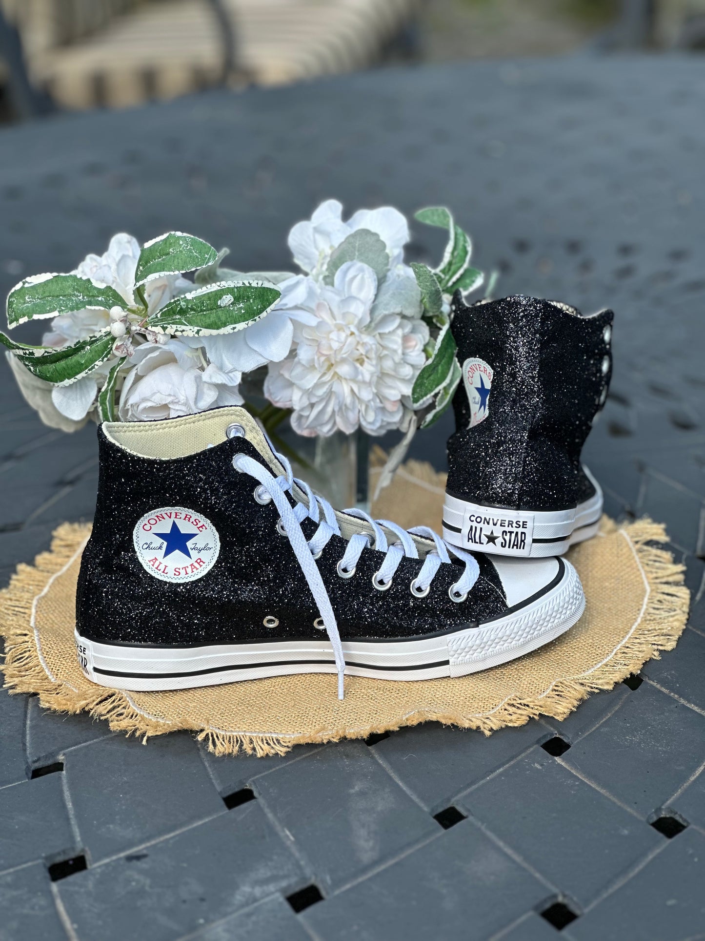 Black Glitter High Top Converse Chuck Taylor All Star Sneakers