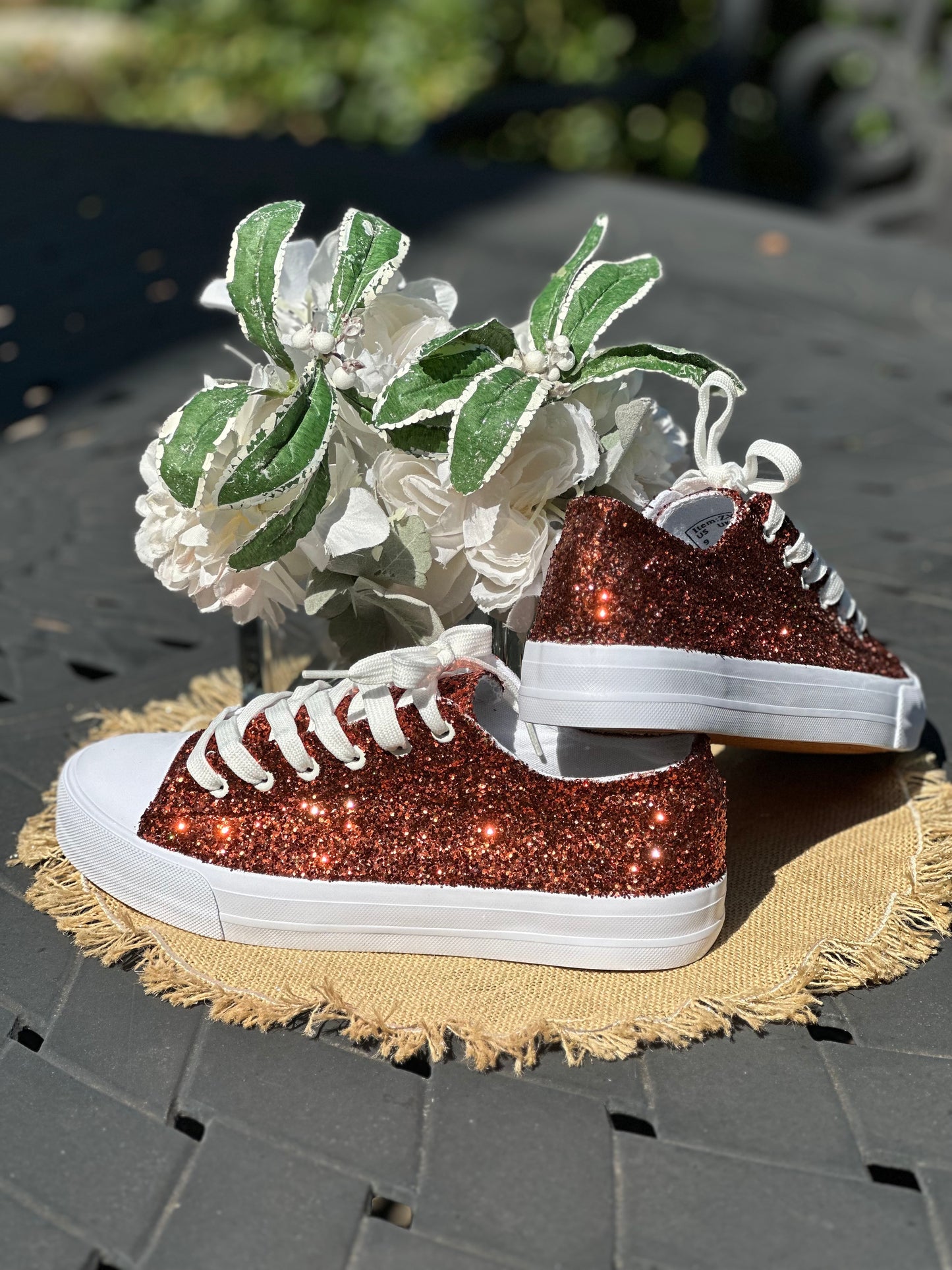 Pumpkin Orange Glitter Sneakers