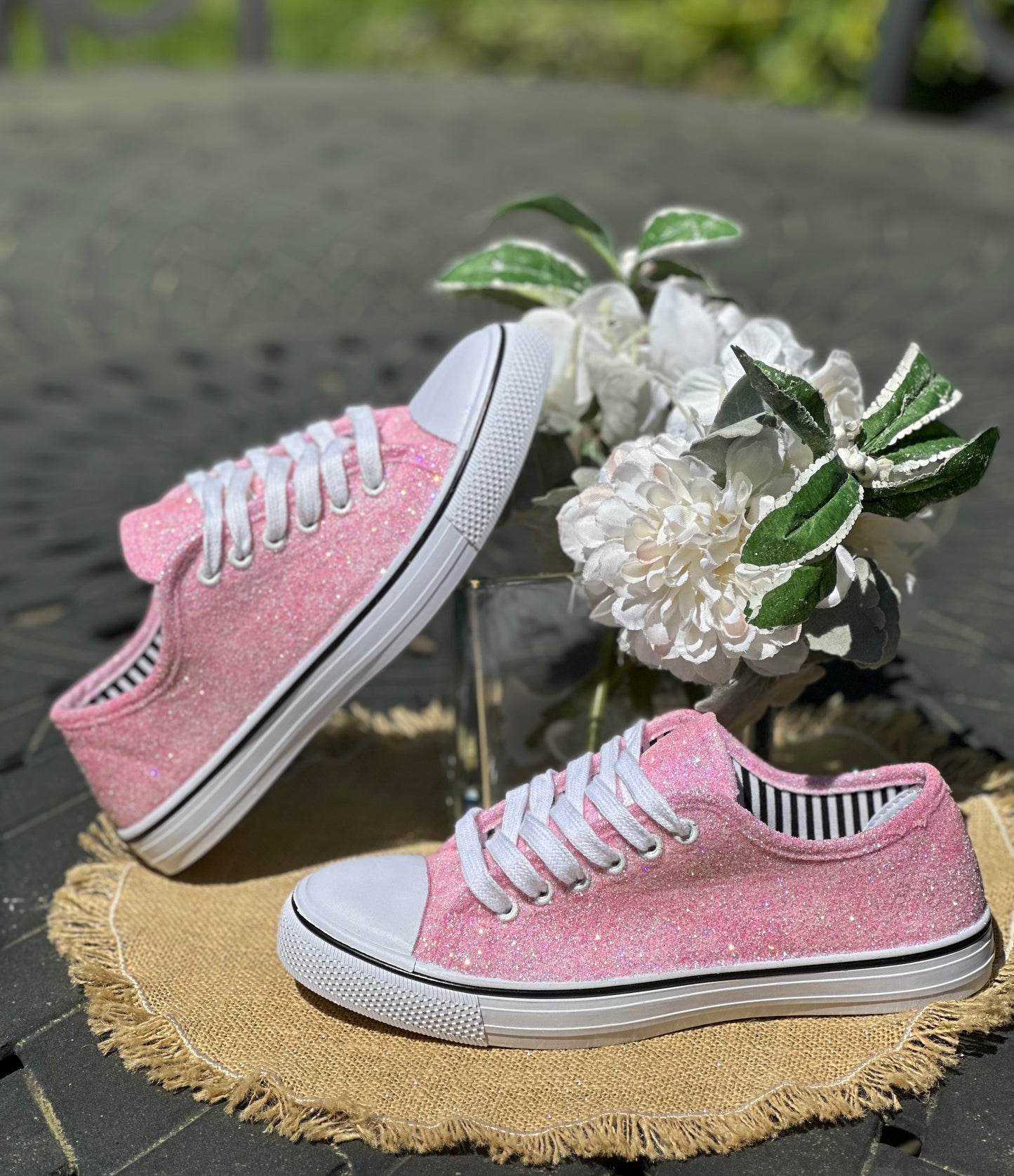 Baby Pink Opal Glitter Sneakers