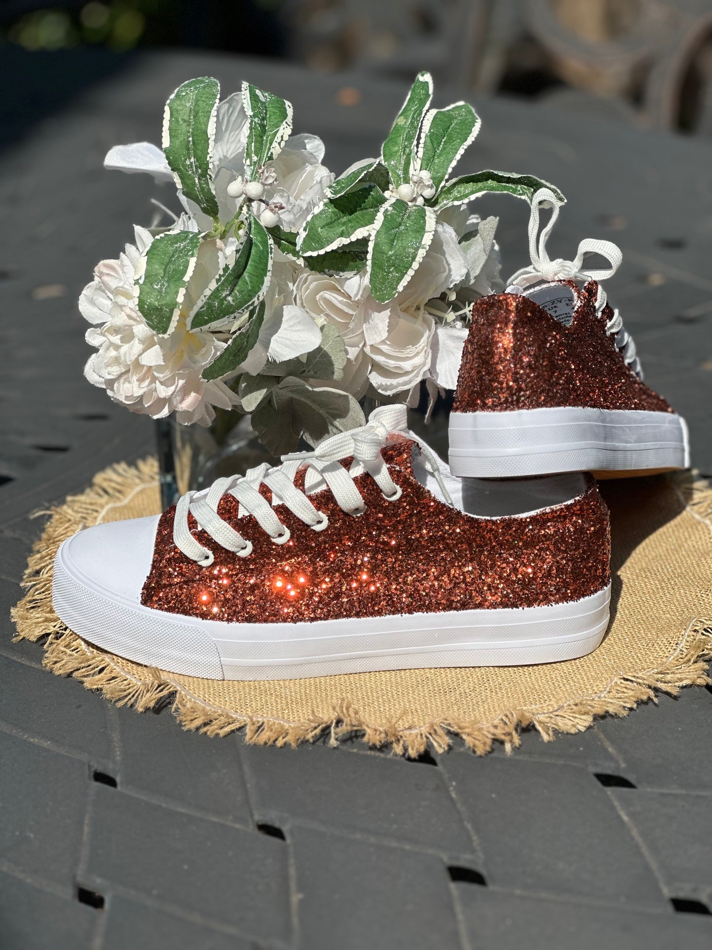 Pumpkin Orange Glitter Sneakers