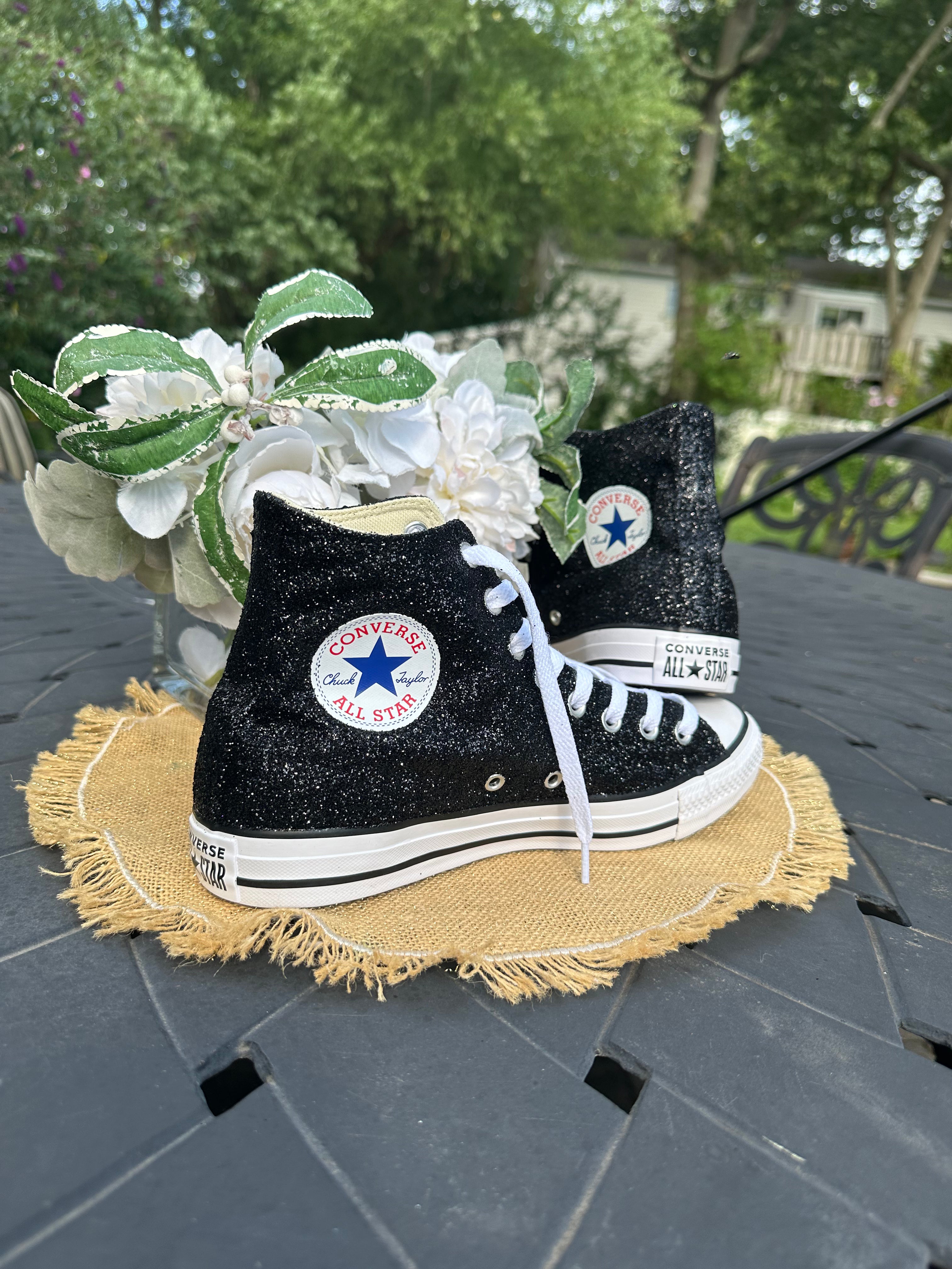 Black Glitter High Top Converse Chuck Taylor All Star Sneakers Glitter It Glam Custom Sneakers