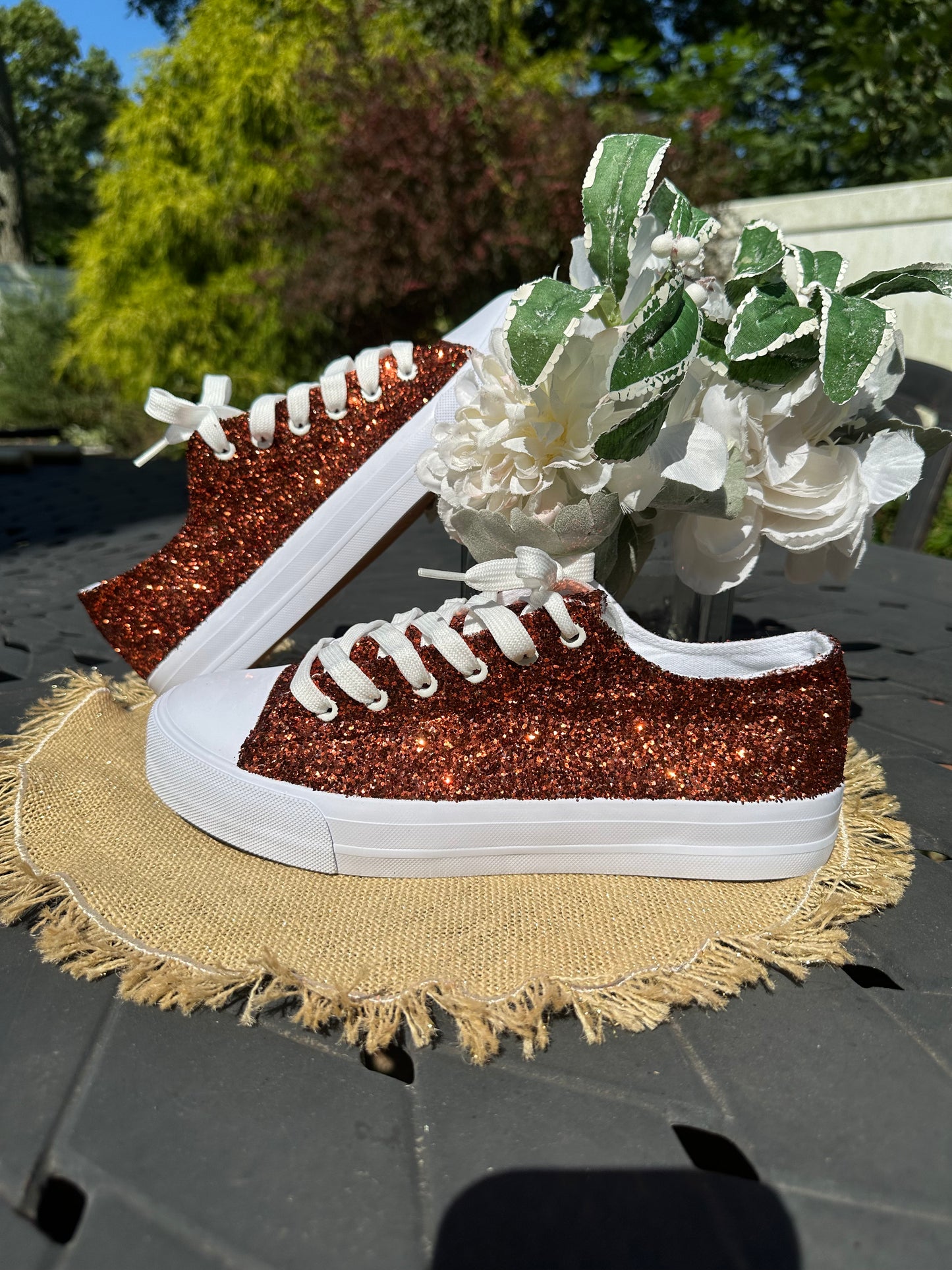 Pumpkin Orange Glitter Sneakers