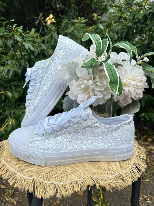 White Glitter Bride Sneakers