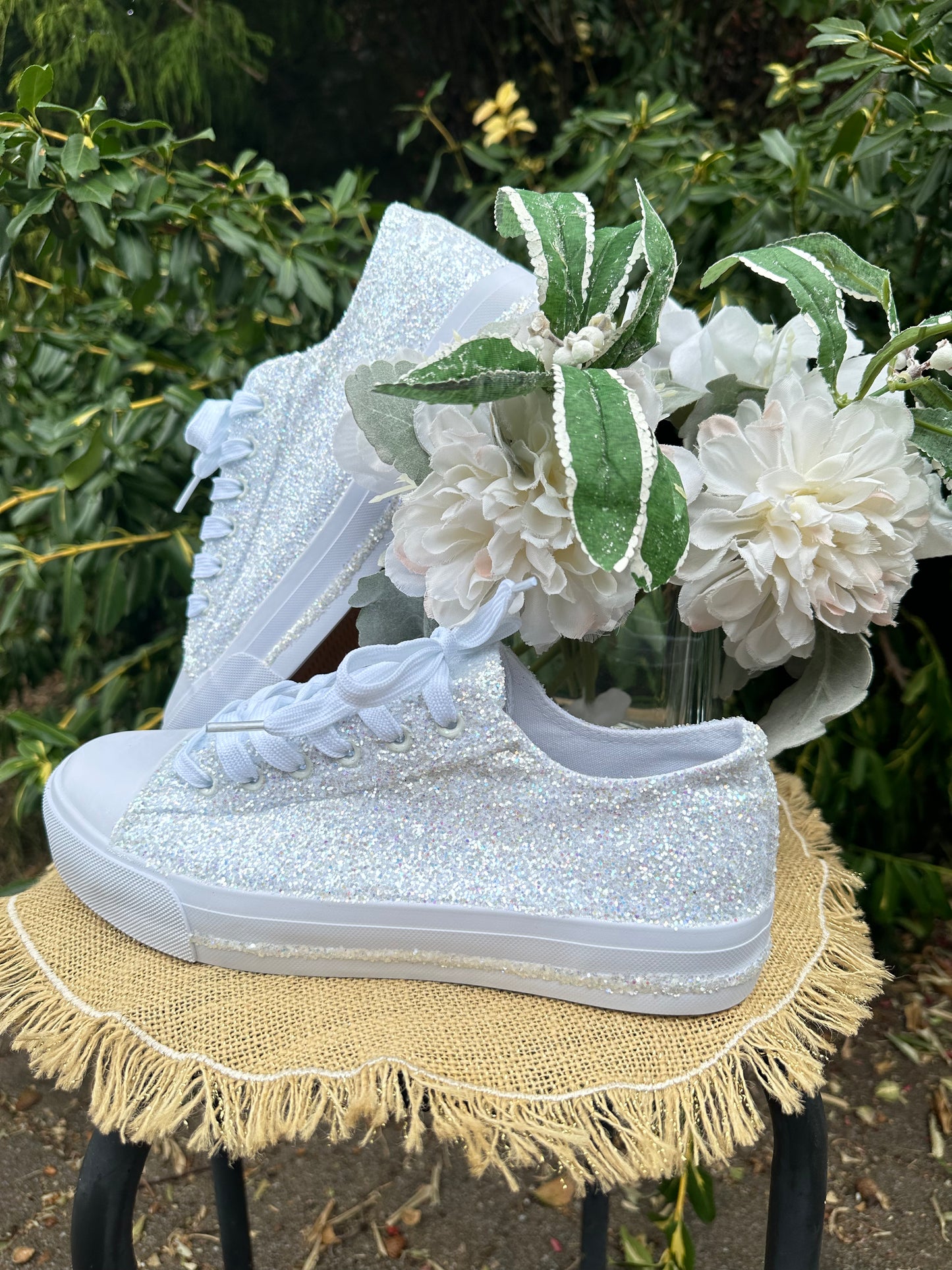 White Glitter Bride Sneakers