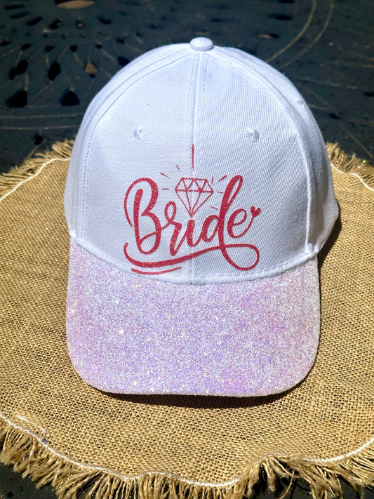 White Opal Glitter Brim White Hat