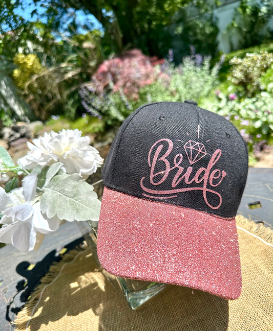 Rose Gold Glitter Brim Black Hat