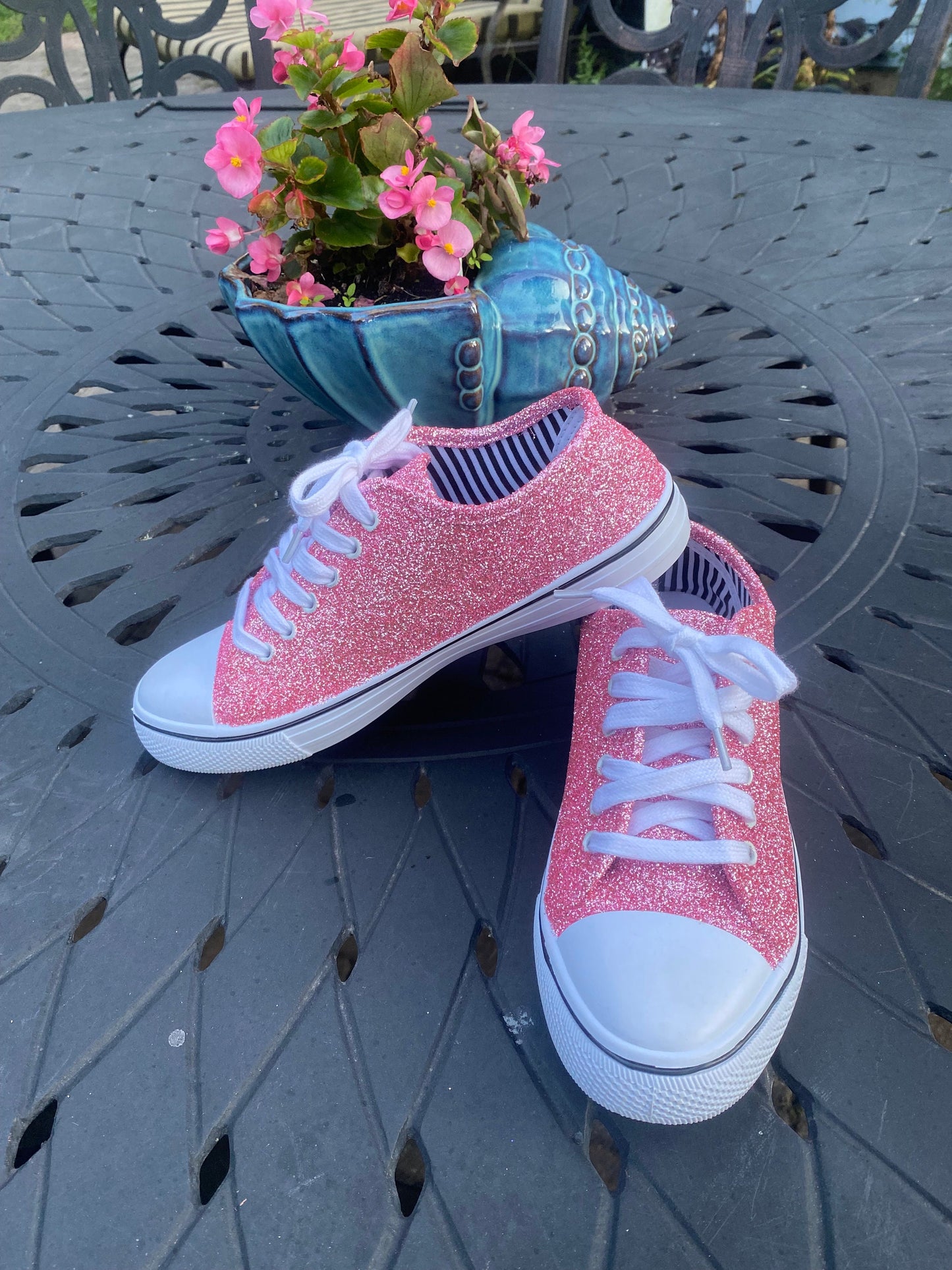 Pink Peony Glitter Sneakers