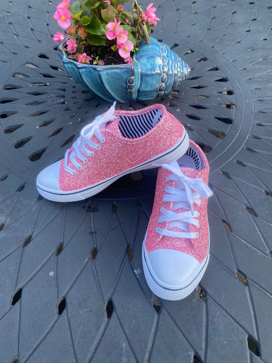 Pink Peony Glitter Sneakers