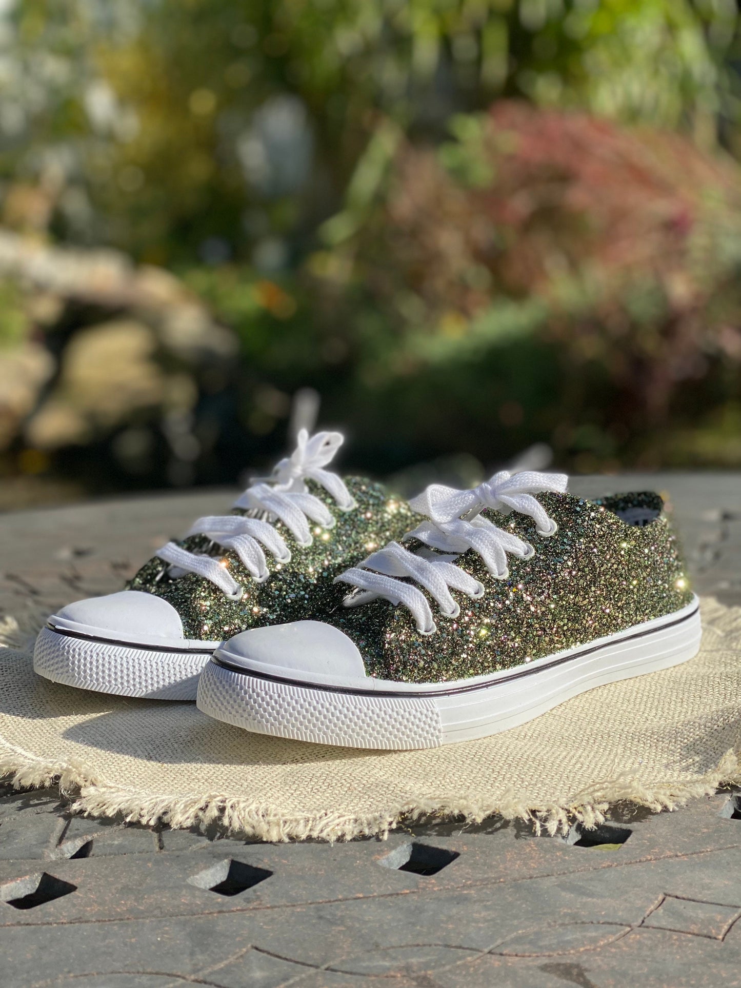 Huntress Dark Green Glitter Sneakers