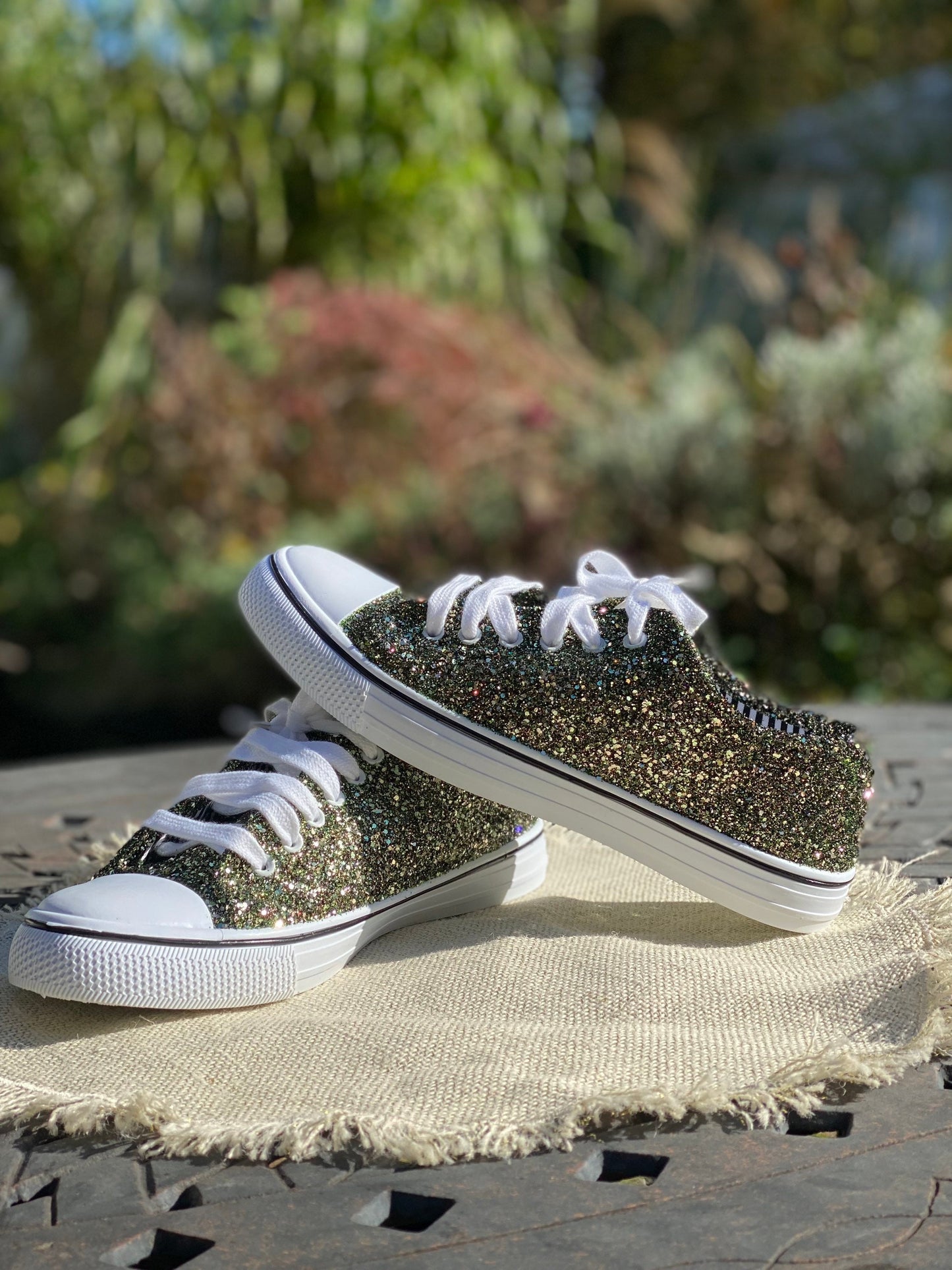 Huntress Dark Green Glitter Sneakers