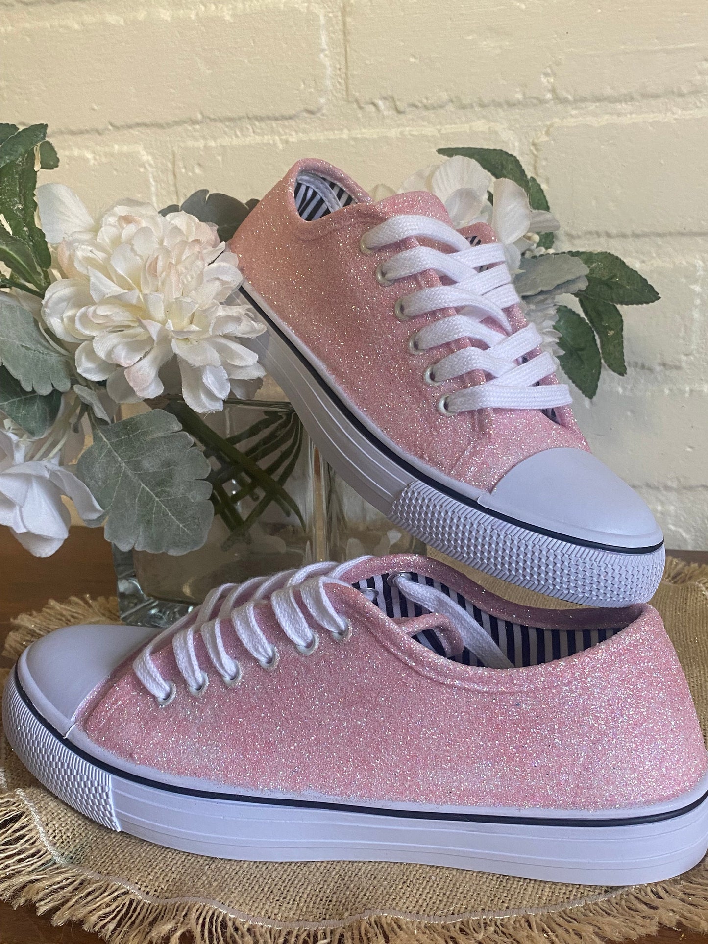 Baby Pink Opal Glitter Sneakers