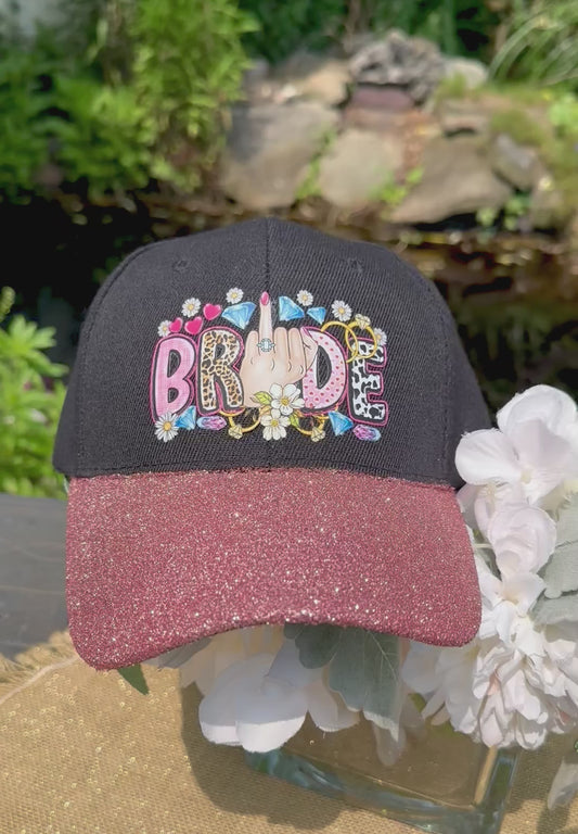Rose Gold Glitter Brim Black Bride Hat