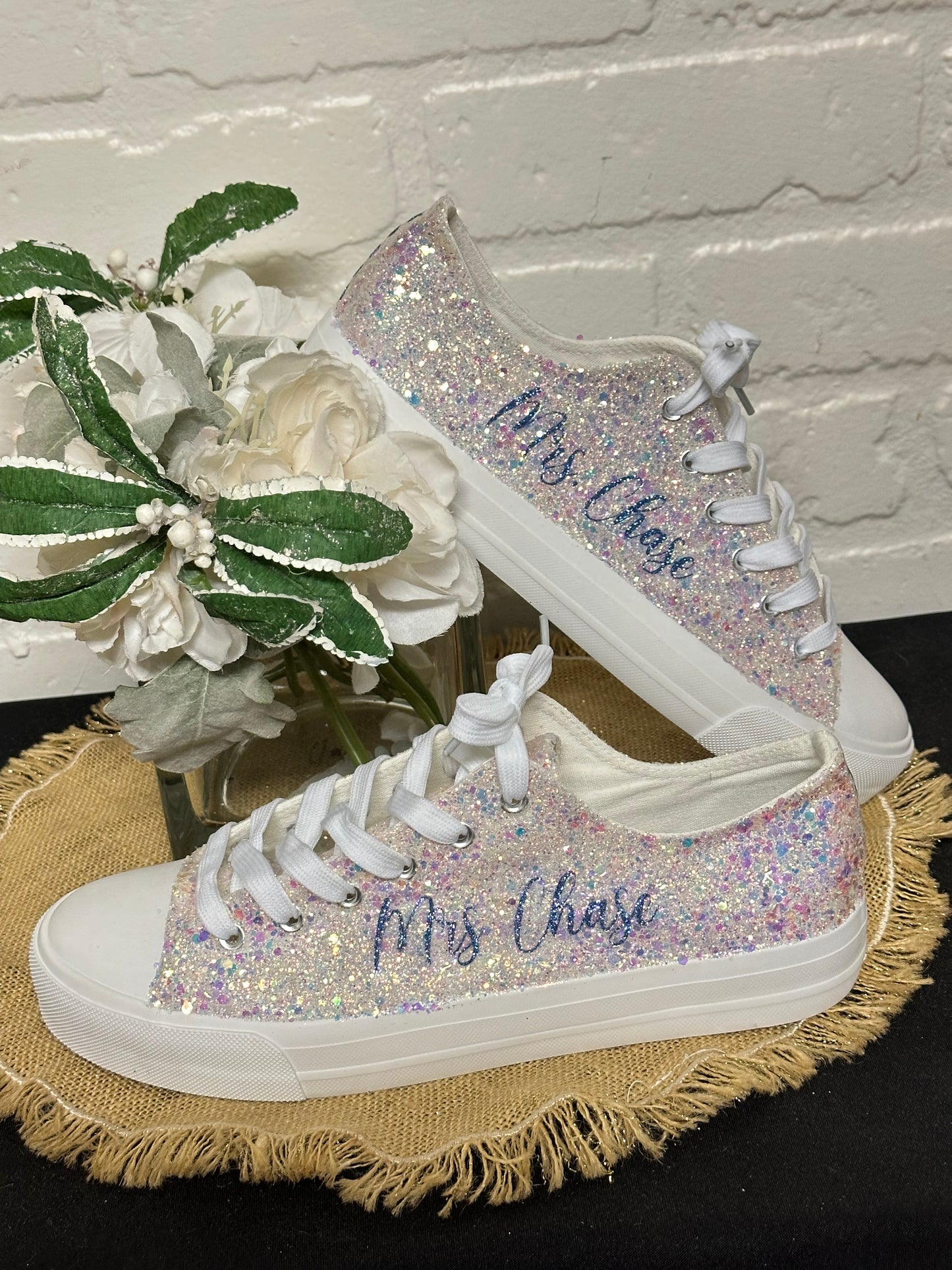 Ivory Glitter Bride Sneakers