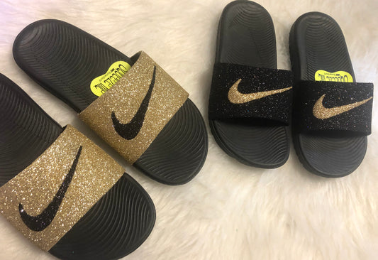 Kids Glittered Custom Nike Slides