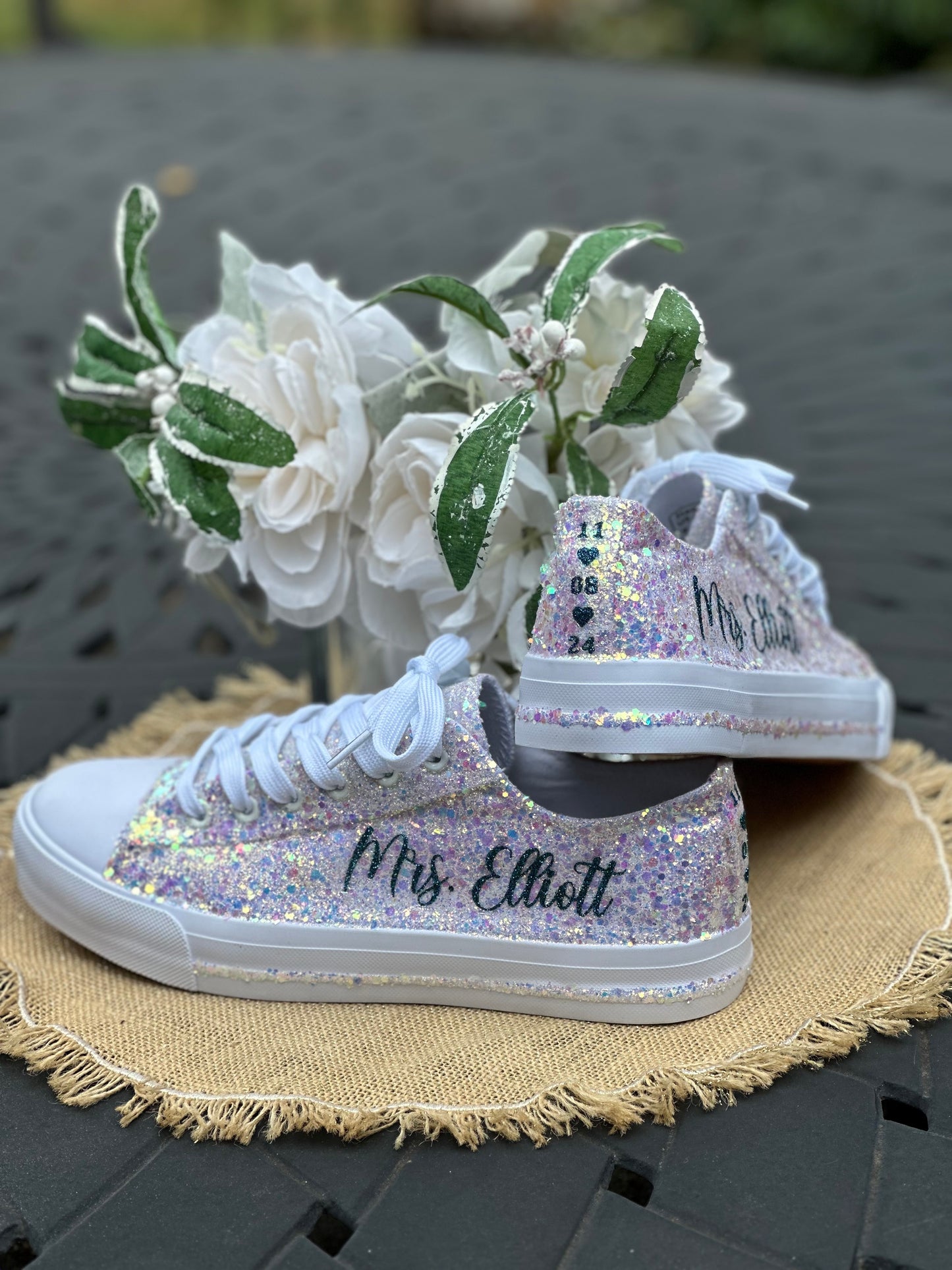 Ivory Glitter Bride Sneakers