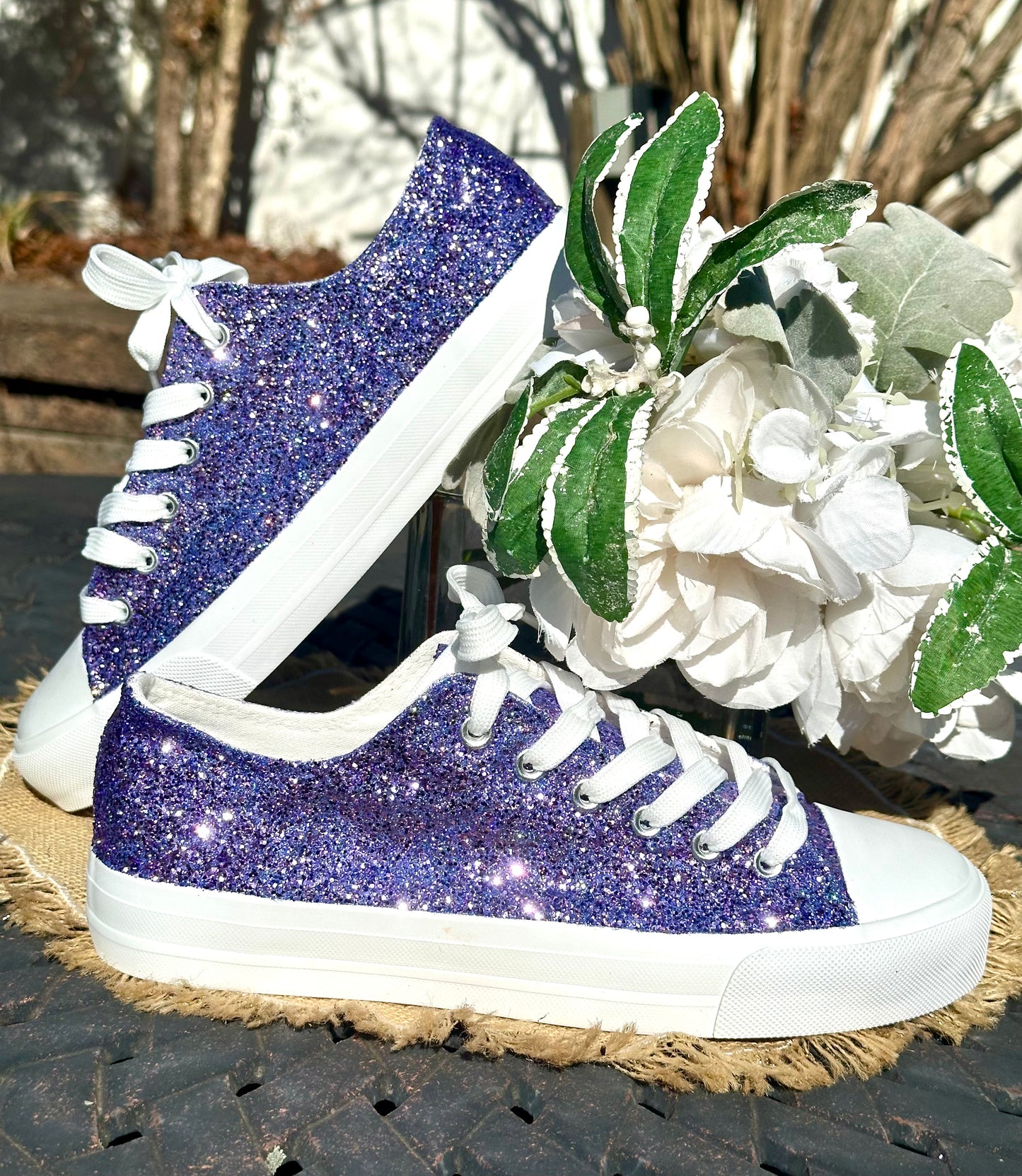 Lilac Purple Glitter Sneakers